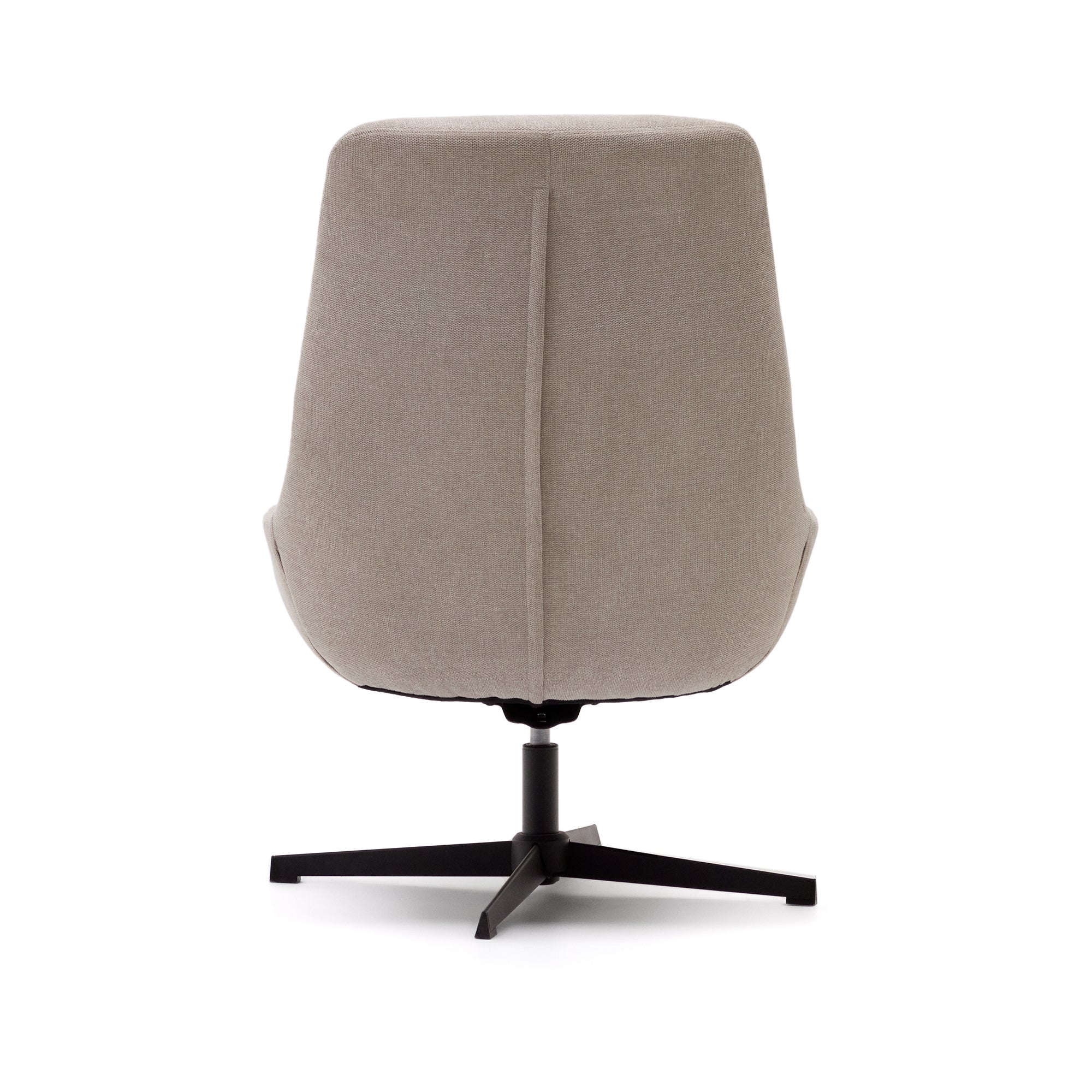 Celida swivel armchair in beige chenille and steel with black finish FSC 100% - Product Image