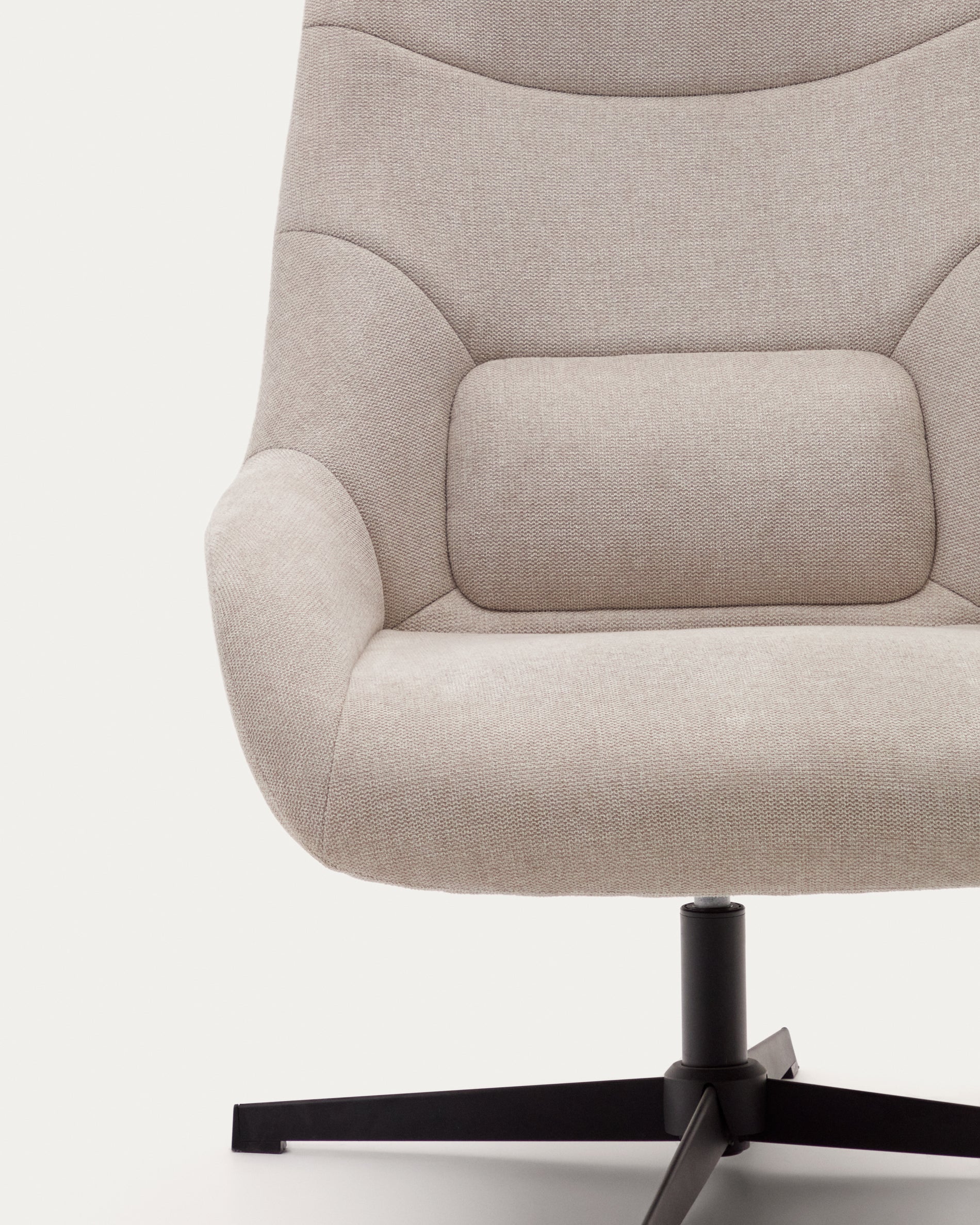 Celida swivel armchair in beige chenille and steel with black finish FSC 100% - Detail