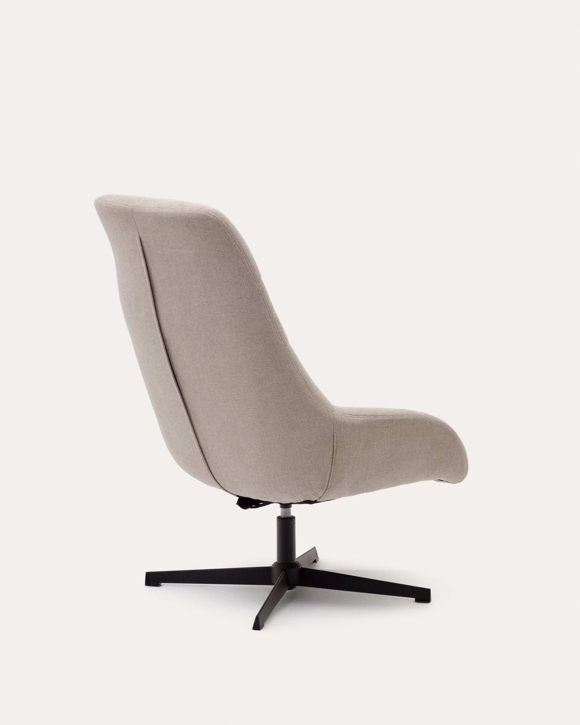 Celida swivel armchair in beige chenille and steel with black finish FSC 100% - Product View