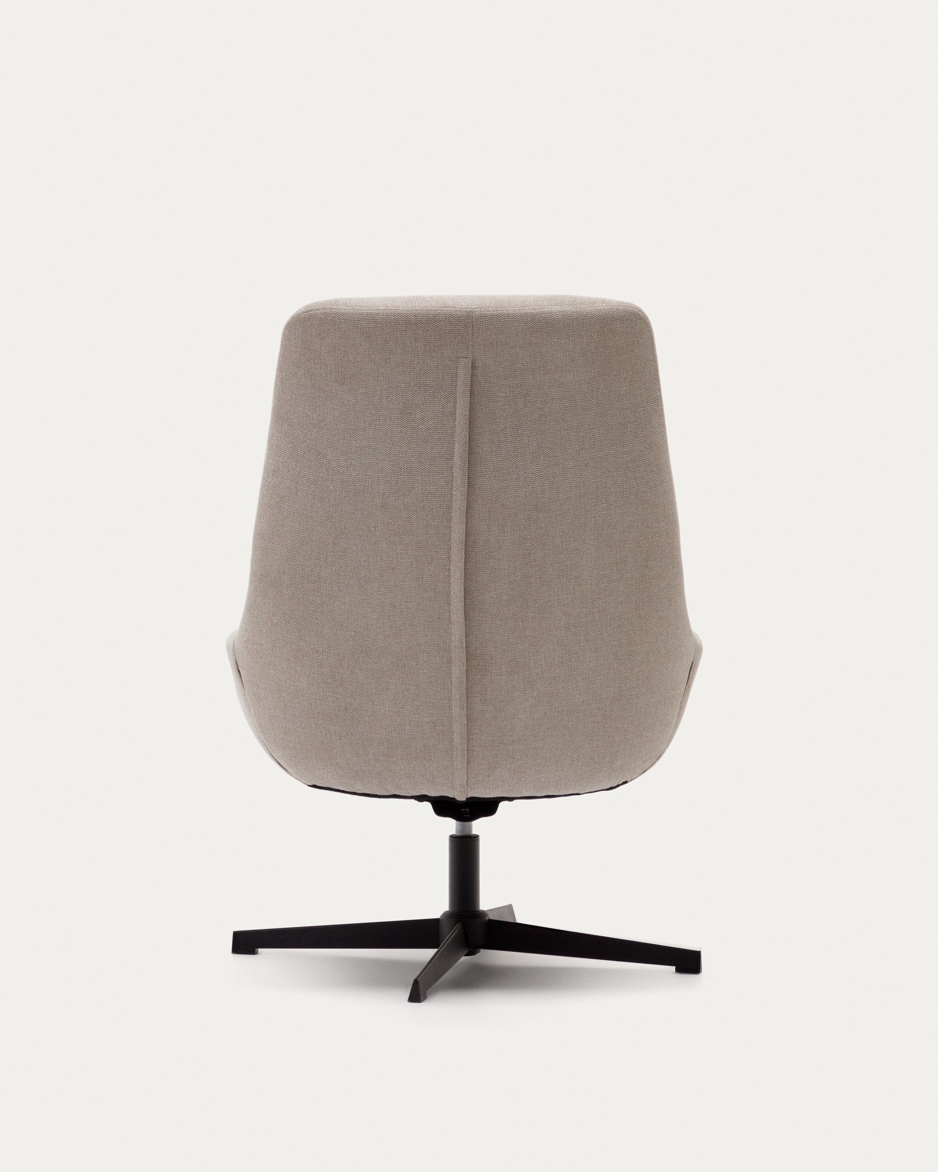 Celida swivel armchair in beige chenille and steel with black finish FSC 100% - Product View
