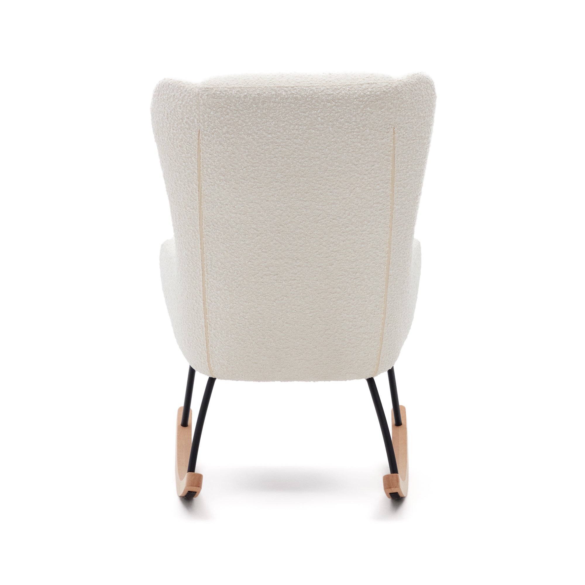Maustin rocking chair in white bouclé with a black steel structure and beech wood - Product Image