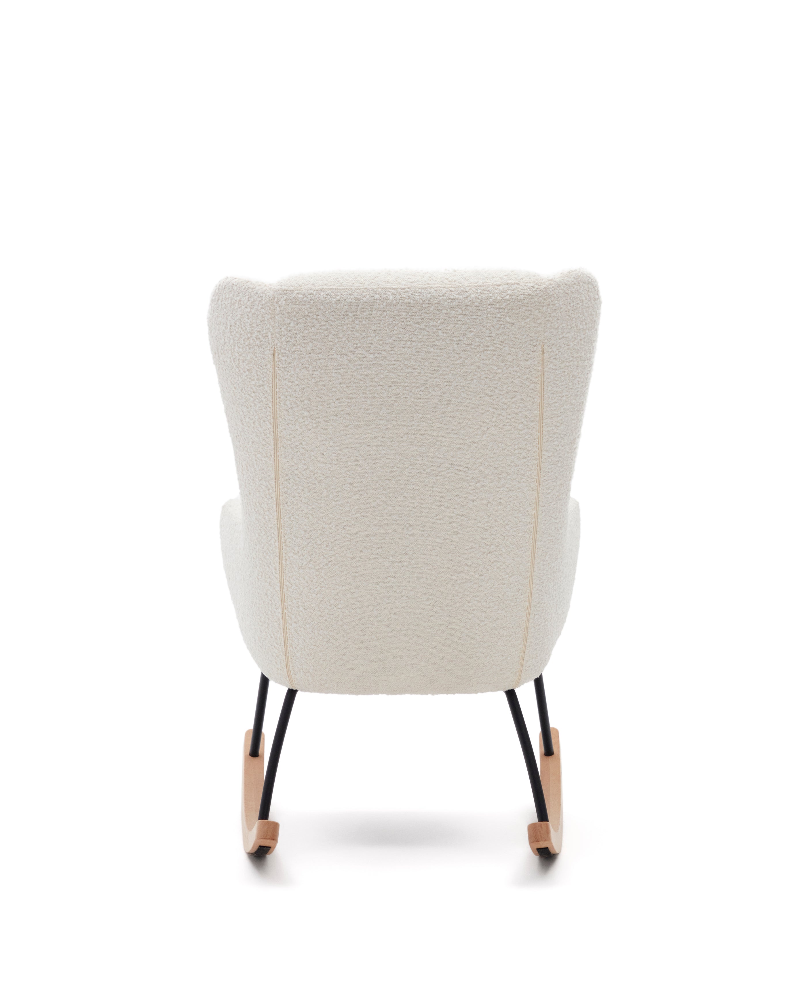 Maustin rocking chair in white bouclé with a black steel structure and beech wood - Product Image