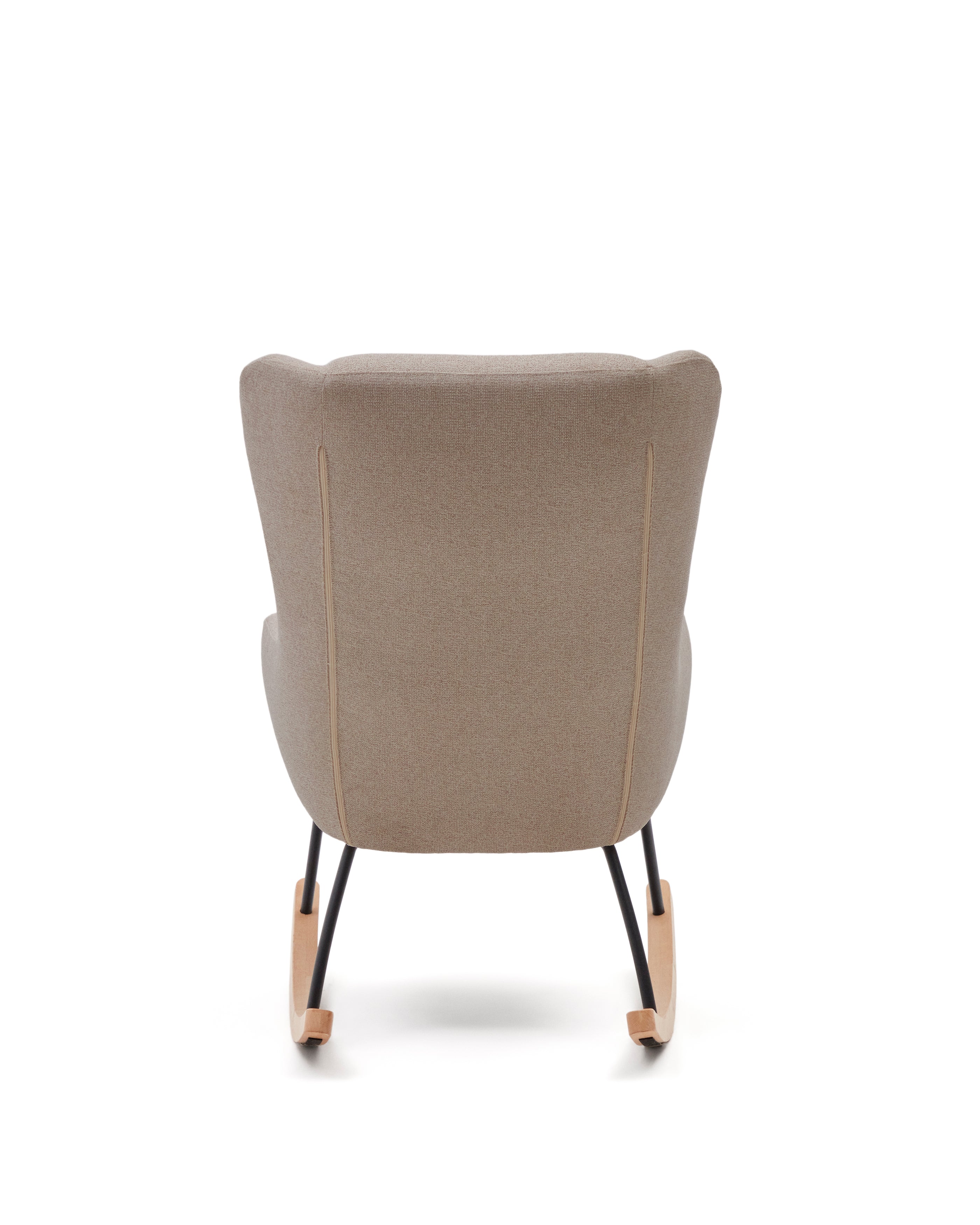 Maustin rocking chair in beige chenille with a black steel structure and beech wood - Product Image