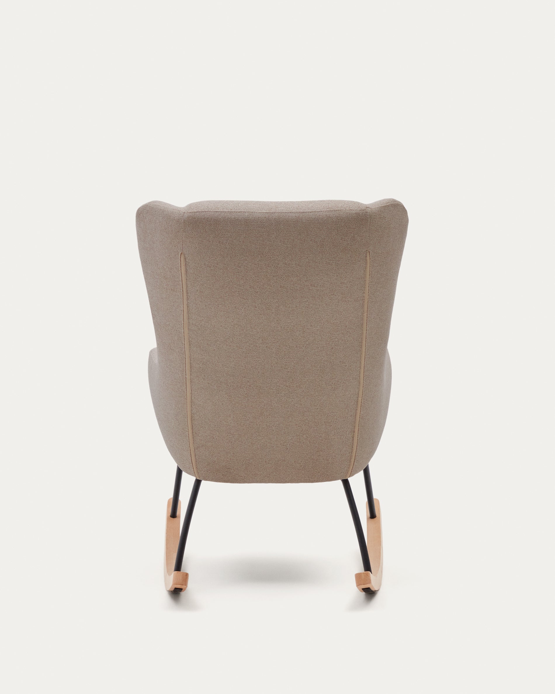 Maustin rocking chair in beige chenille with a black steel structure and beech wood - Product View