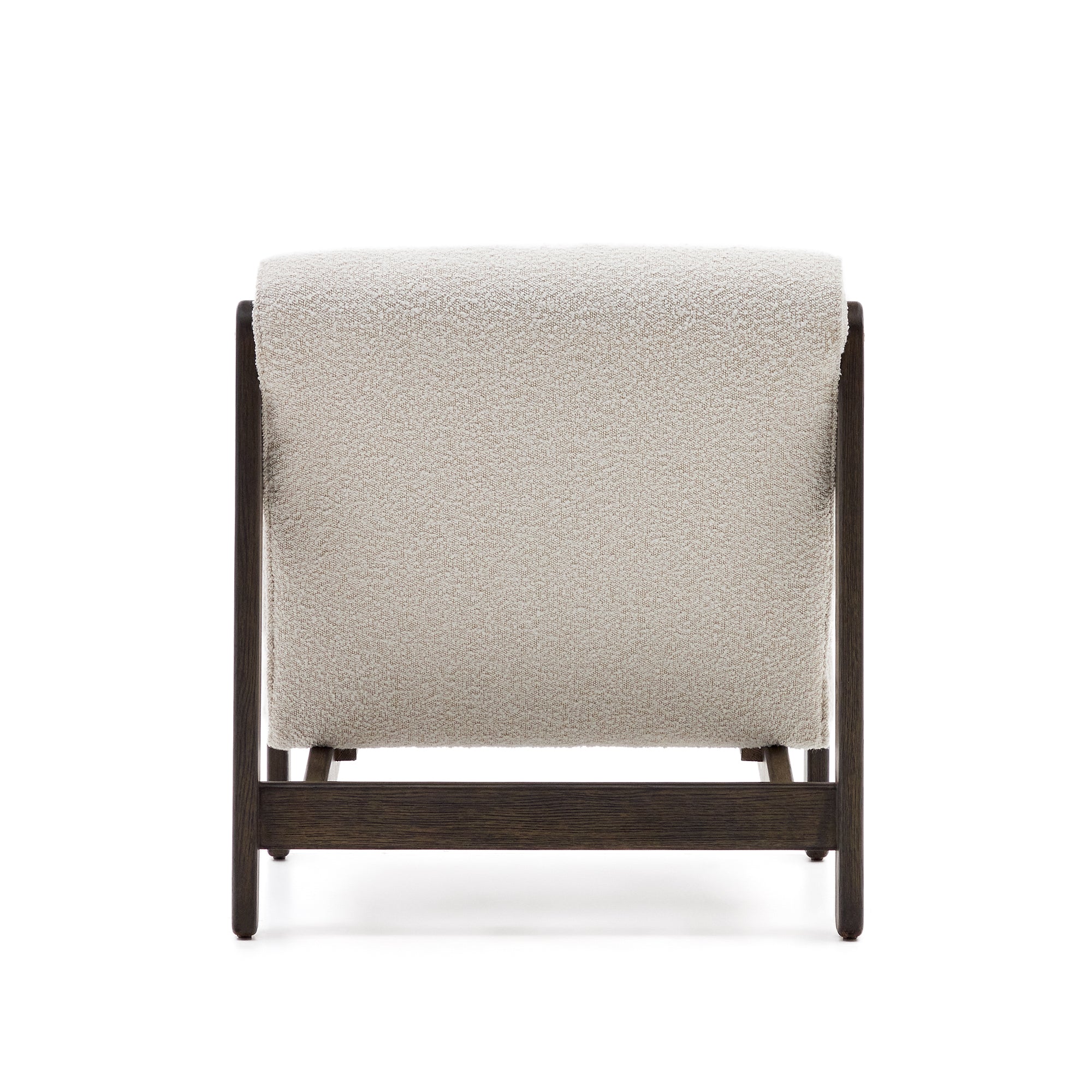 Magira armchair in white bouclé and solid oak wood with a dark finish - Product Image