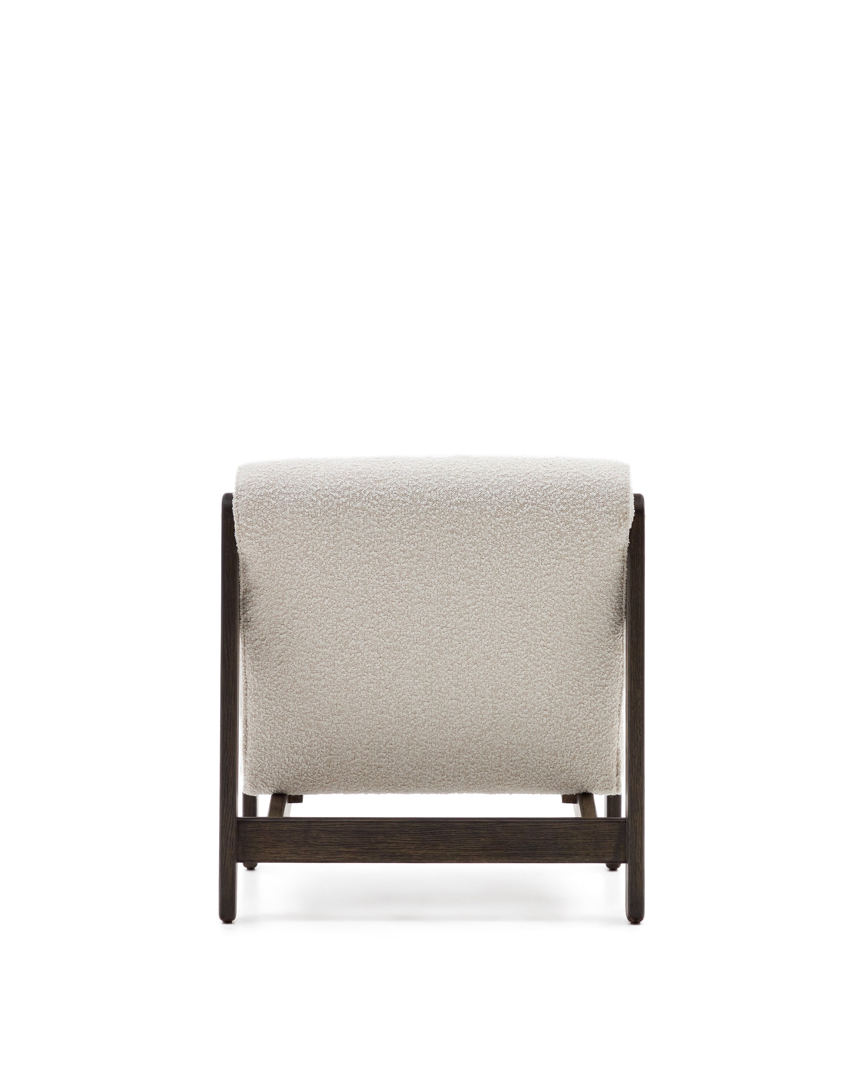 Magira armchair in white bouclé and solid oak wood with a dark finish - Product Image