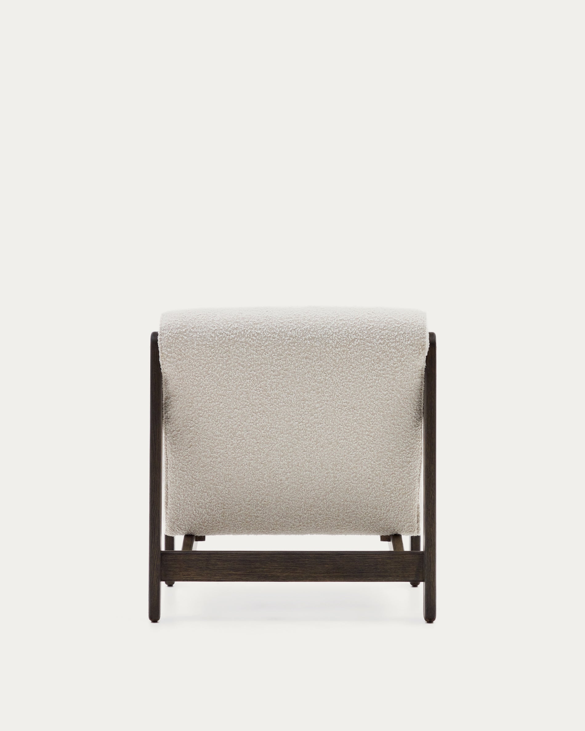 Magira armchair in white bouclé and solid oak wood with a dark finish - Product View