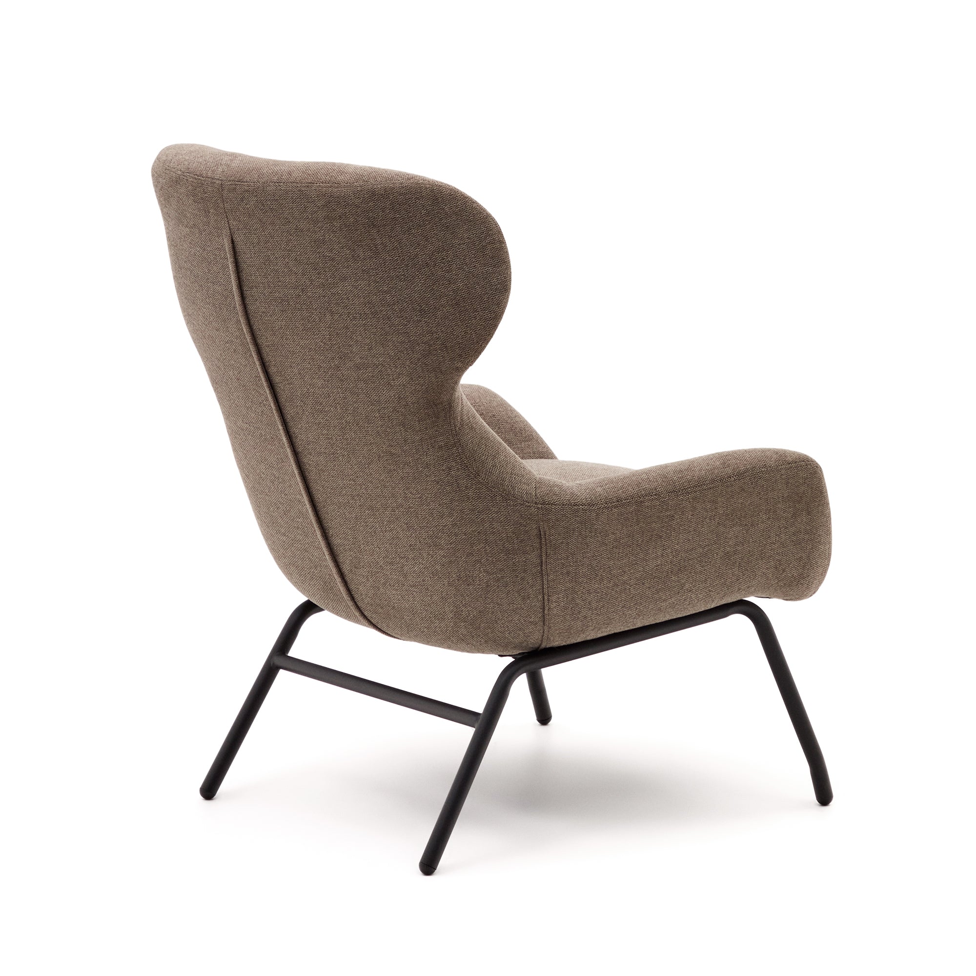 Belina chenille armchair in light brown and steel with black finish FSC 100% - Product Image