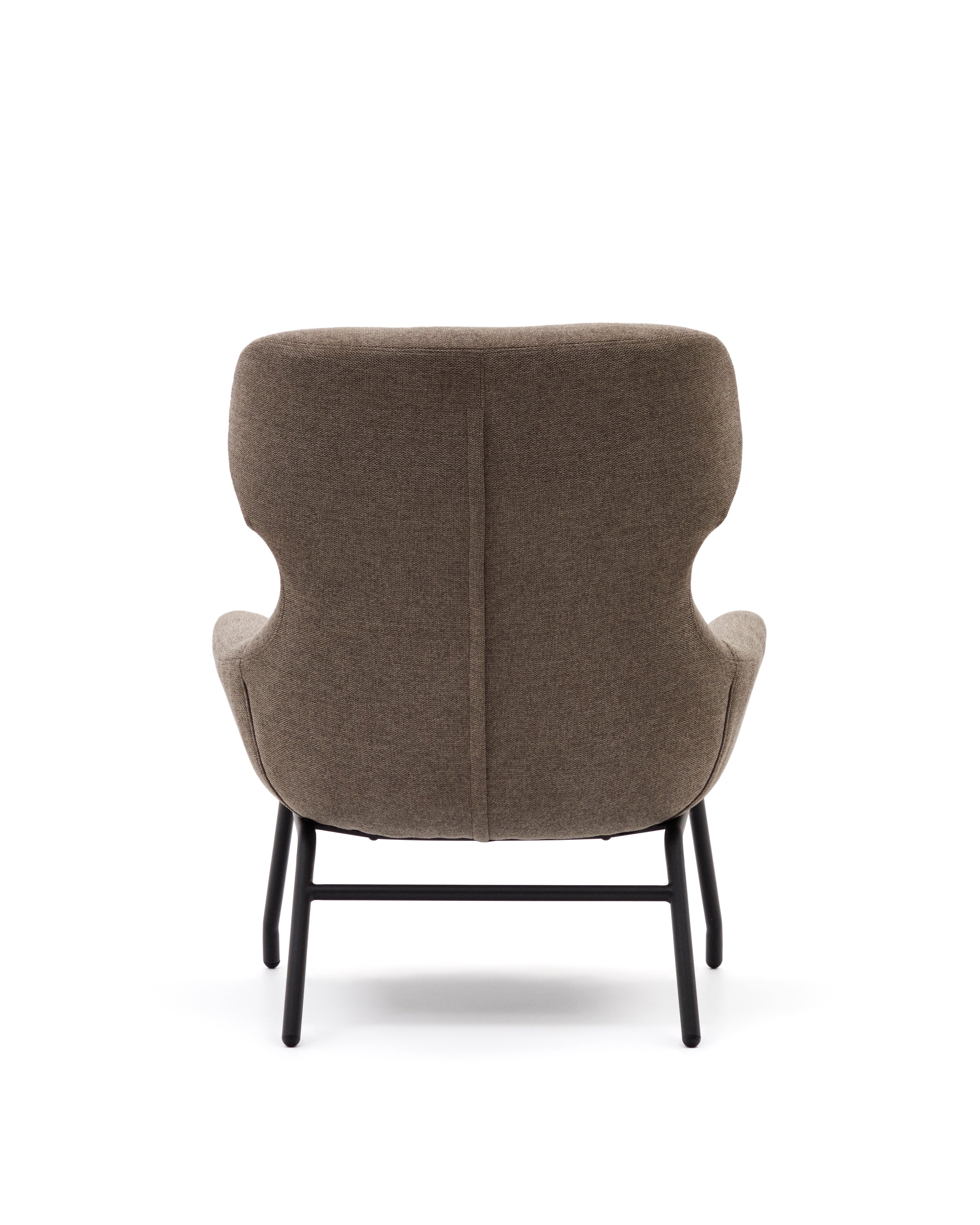 Belina chenille armchair in light brown and steel with black finish FSC 100% - Product Image