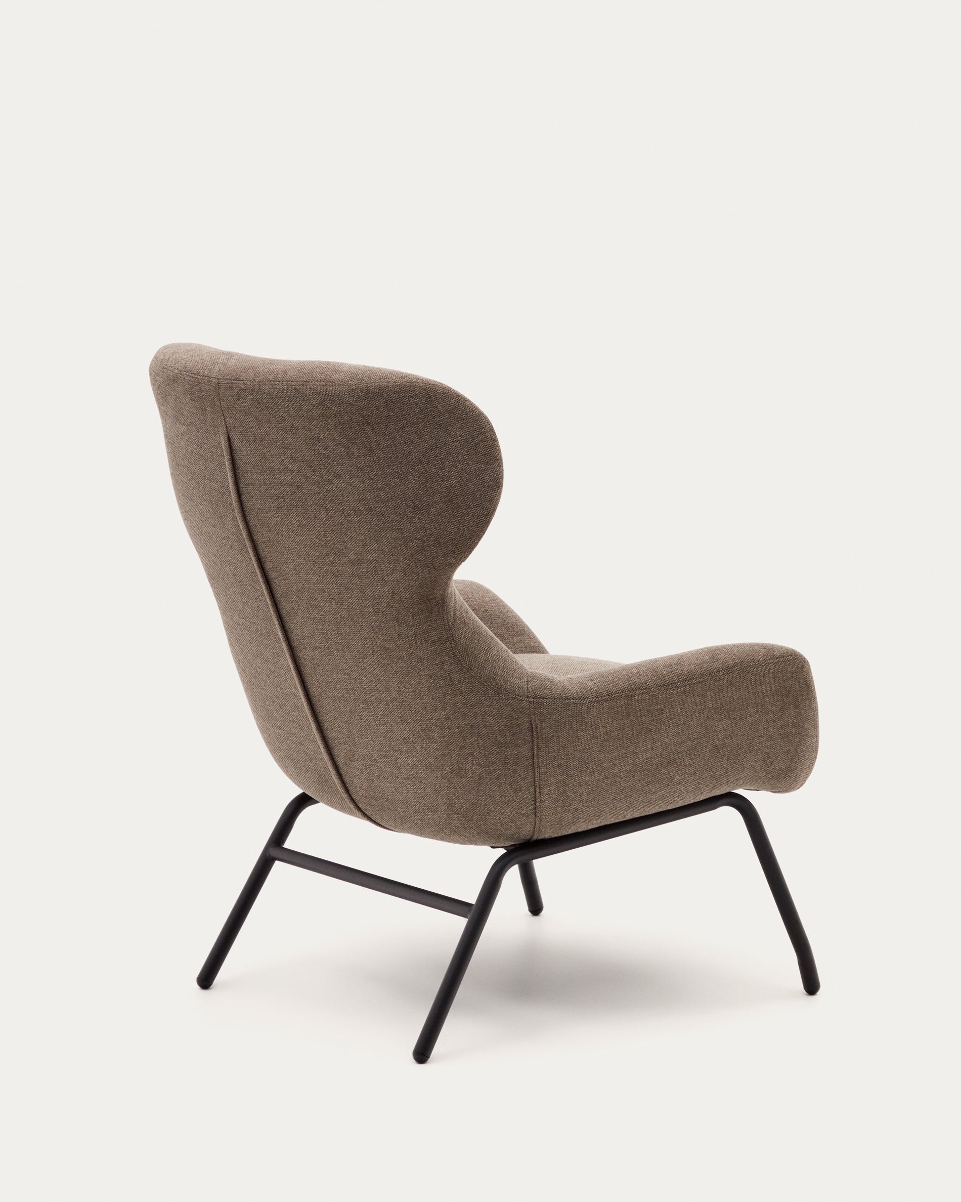 Belina chenille armchair in light brown and steel with black finish FSC 100% - Product View