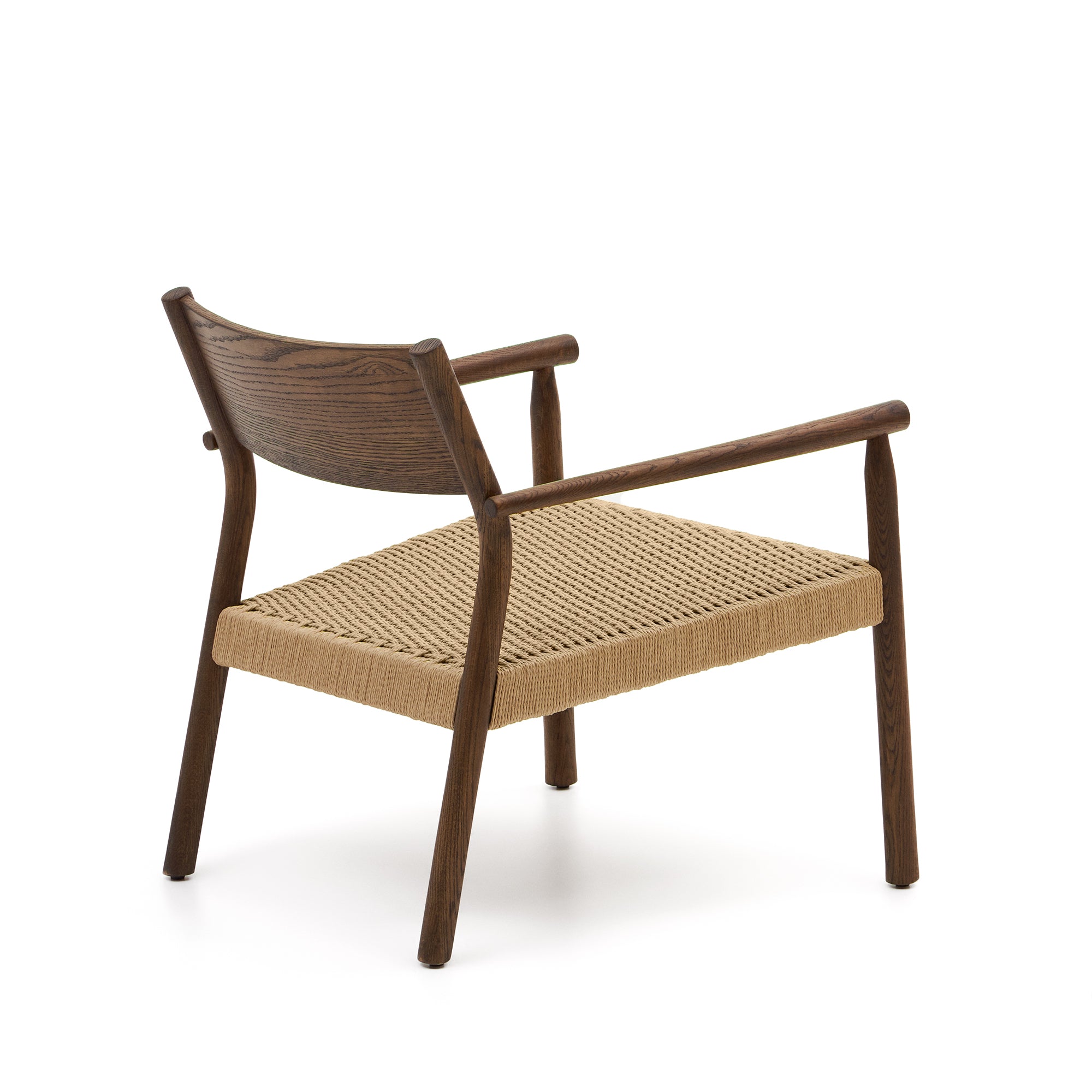Yalia armchair in solid oak with a walnut finish and paper rope seat FSC 100% - Product Image