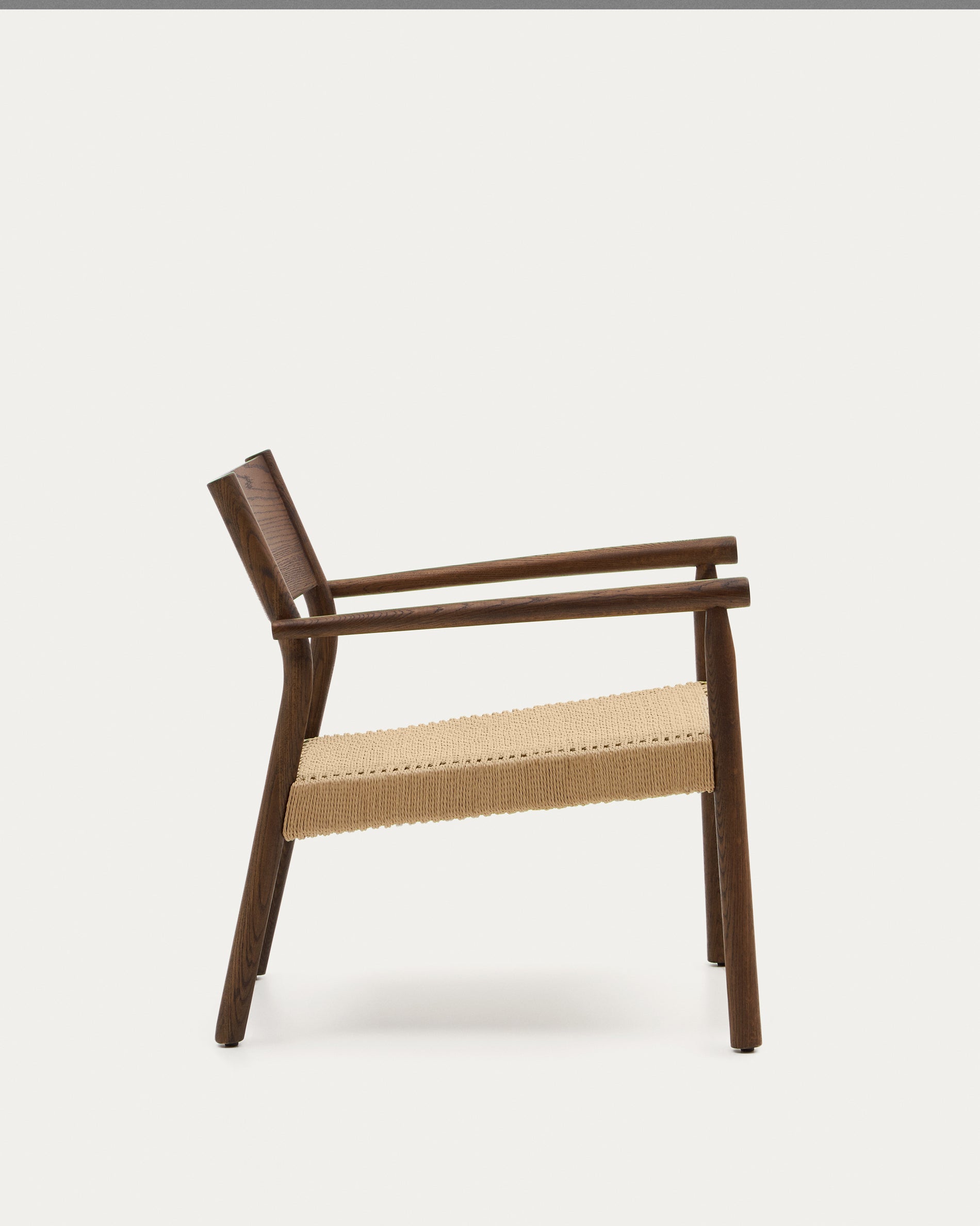 Yalia armchair in solid oak with a walnut finish and paper rope seat FSC 100% - Product View