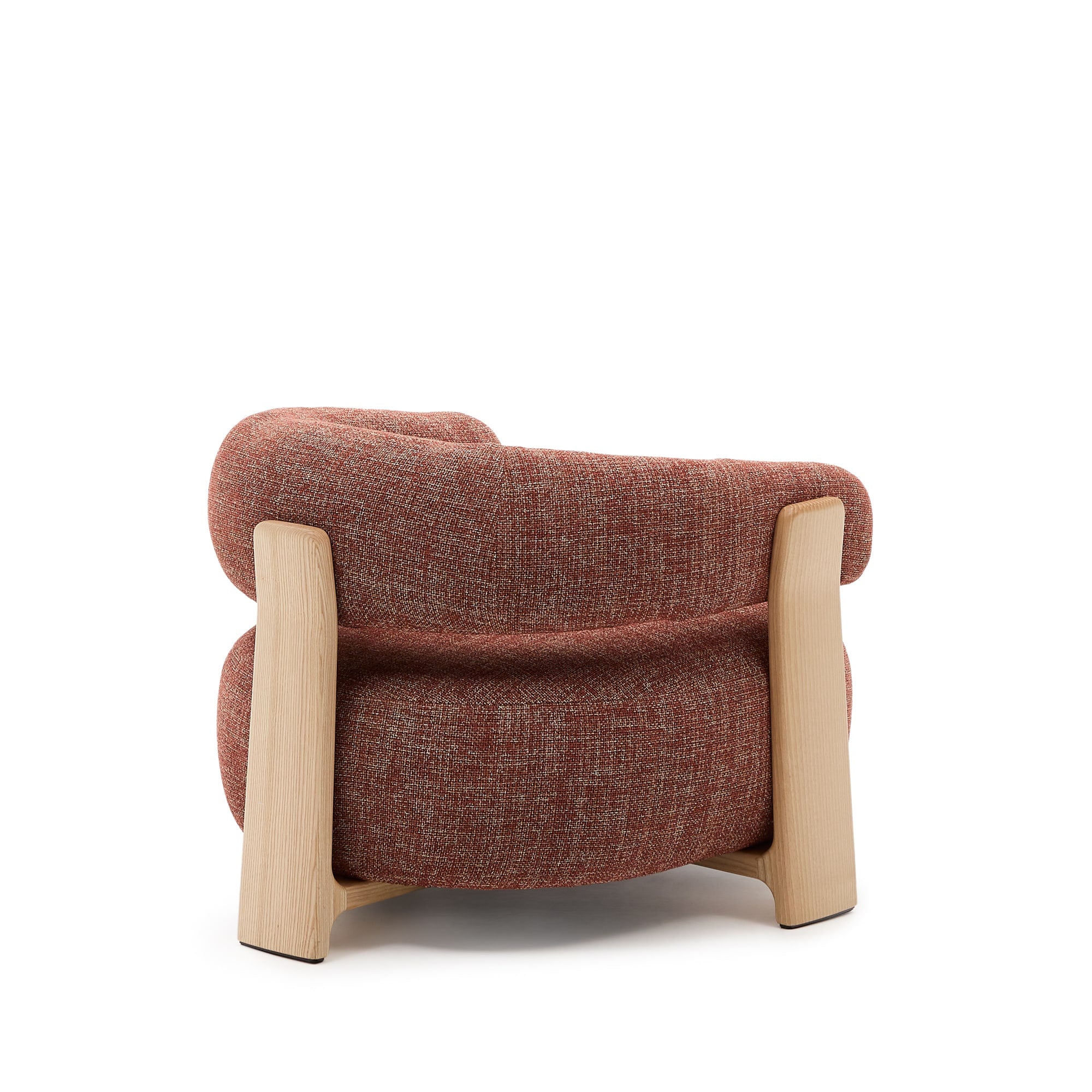 Granite terracotta chenille armchair with solid ash wood legs with natural finish, FSC 100%