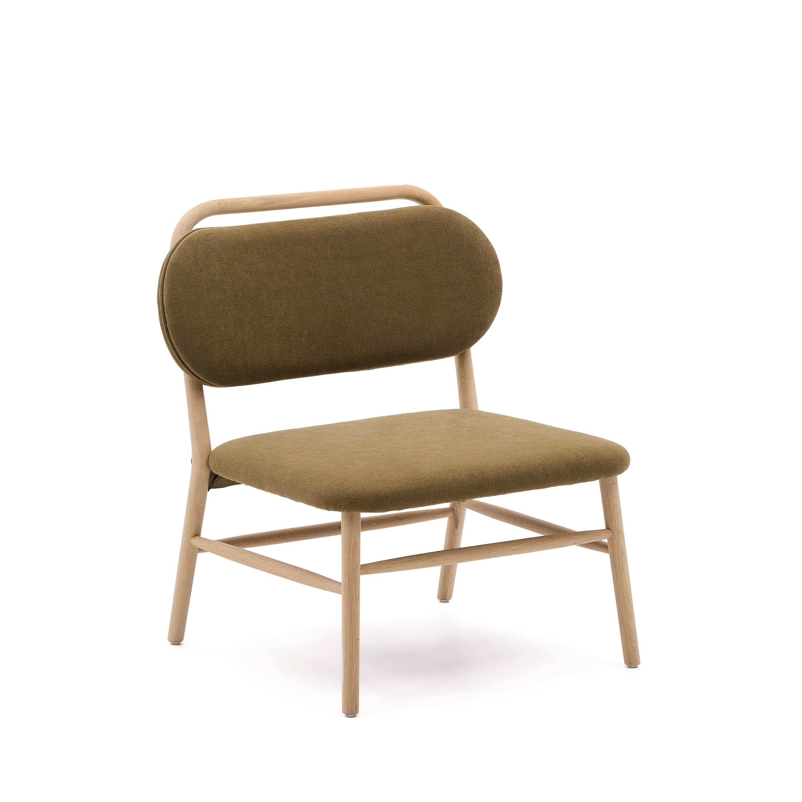 Helda armchair in green chenille and FSC Mix Credit solid oak wood - Product Image