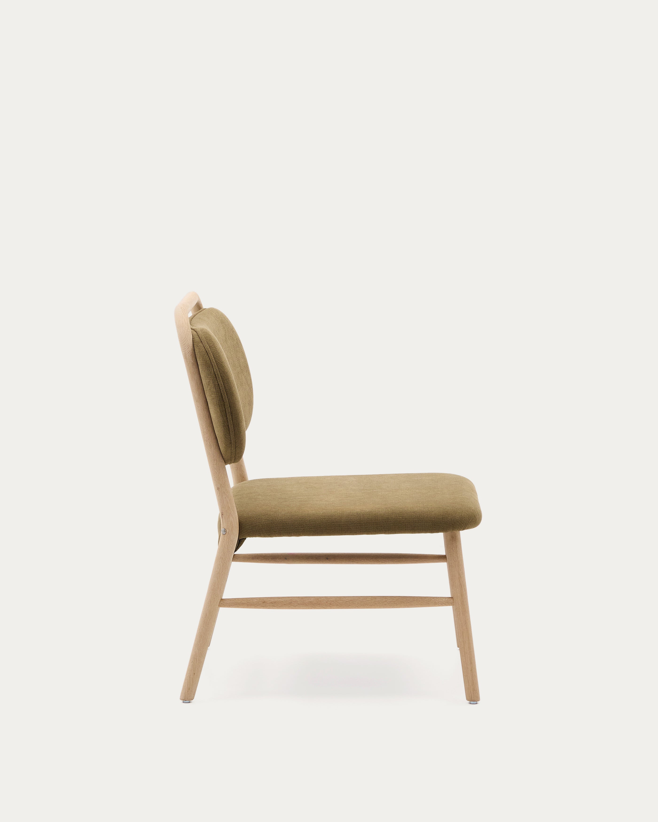 Helda armchair in green chenille and FSC Mix Credit solid oak wood - Product View