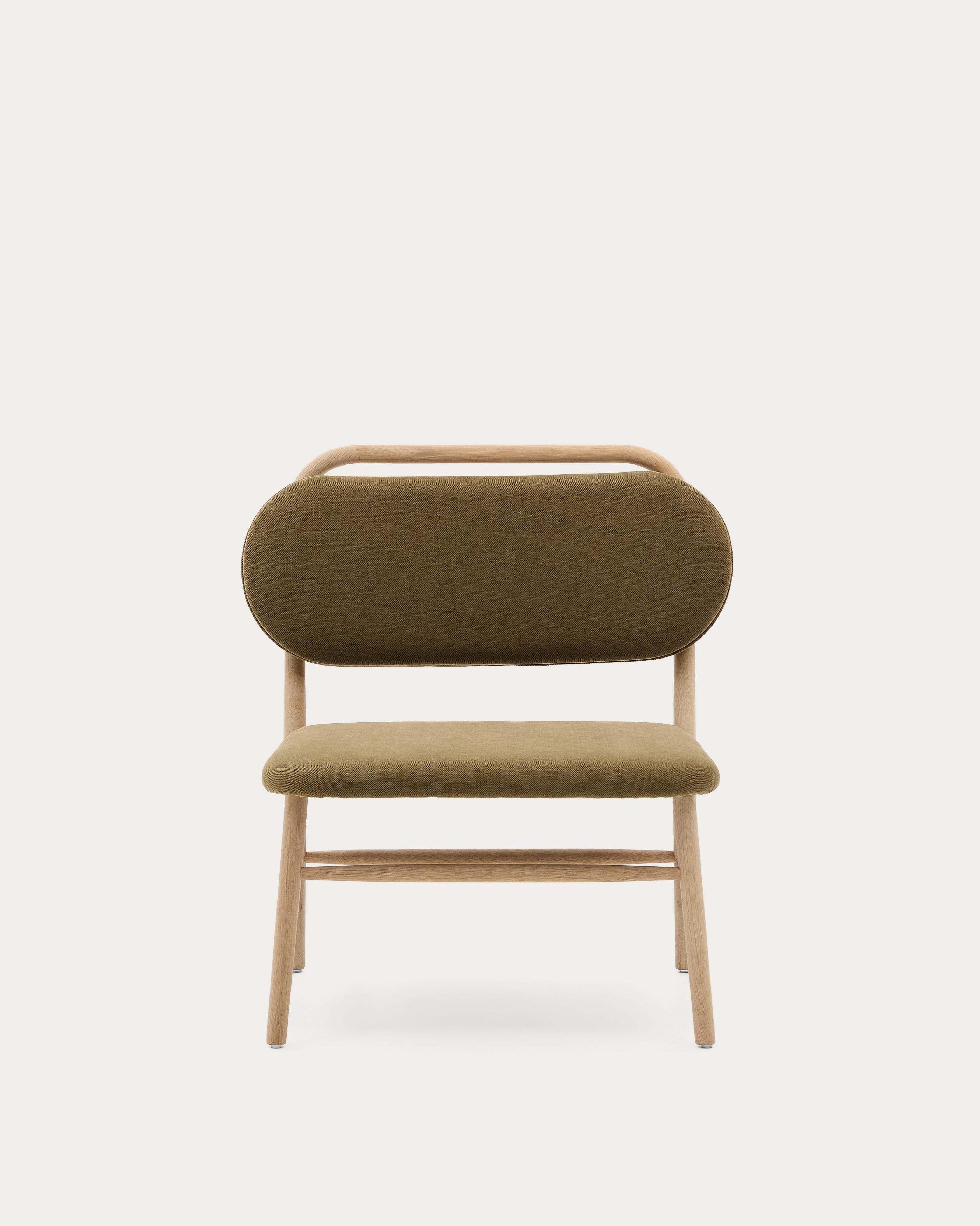 Helda armchair in green chenille and FSC Mix Credit solid oak wood - Product View