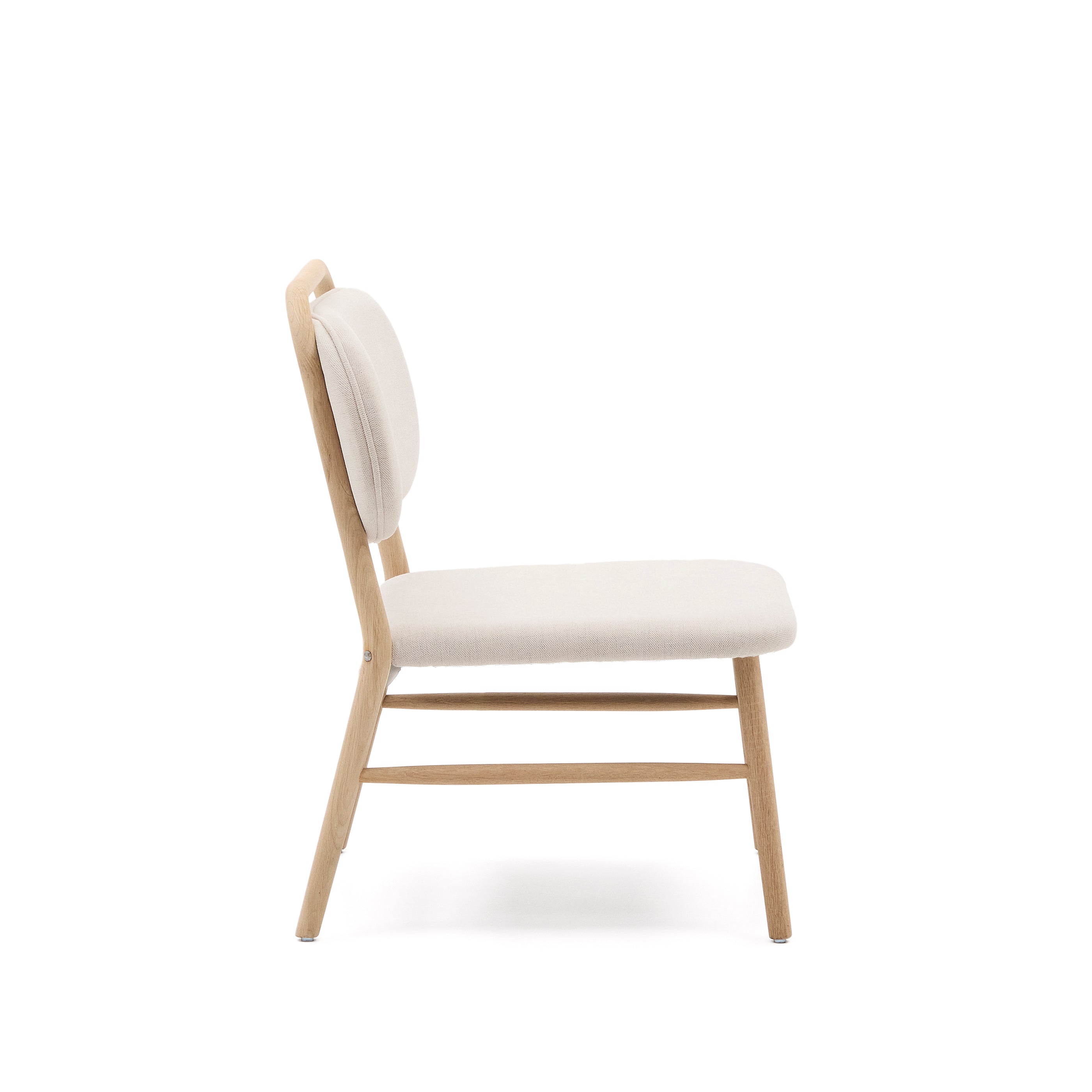 Helda armchair in beige chenille and FSC Mix Credit solid oak wood - Product Image