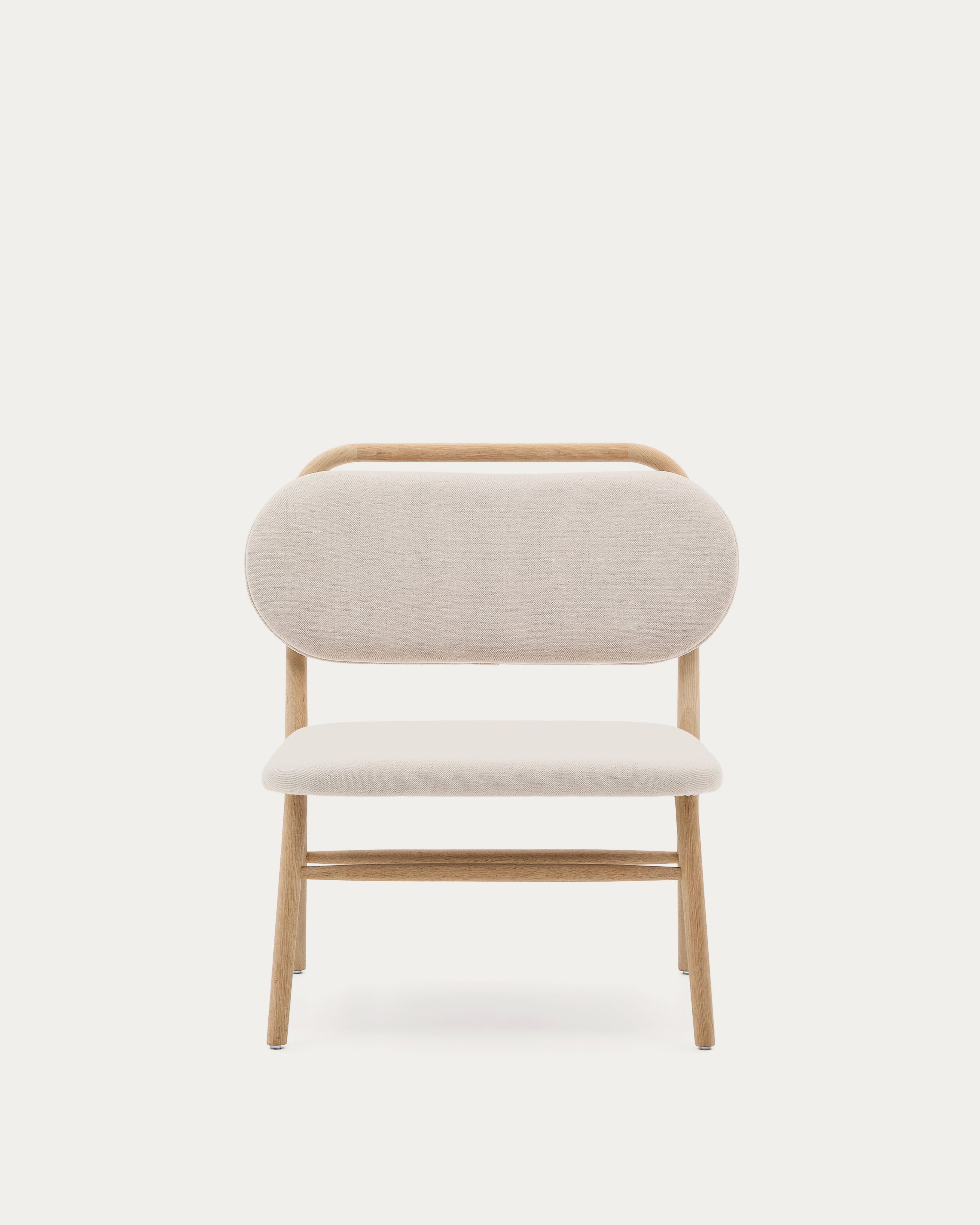Helda armchair in beige chenille and FSC Mix Credit solid oak wood - Product View