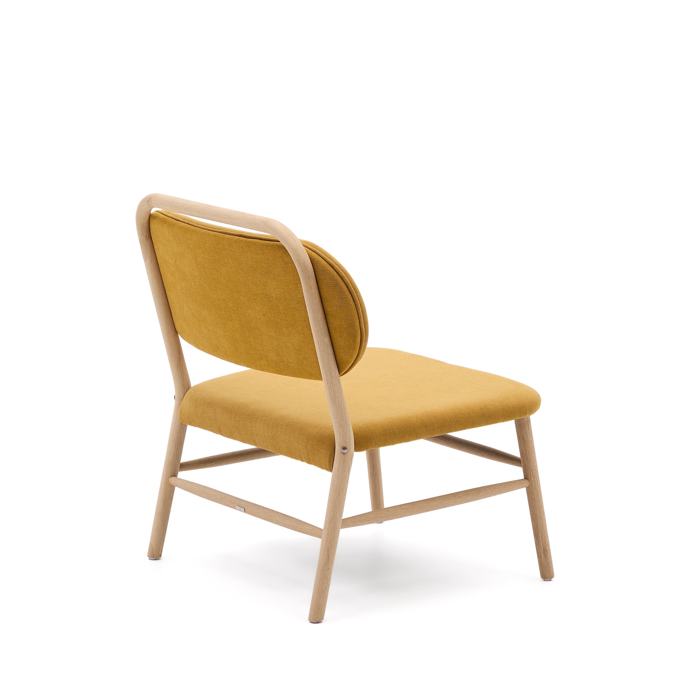 Helda armchair in mustard-coloured chenille and FSC Mix Credit solid oak wood - Product Image