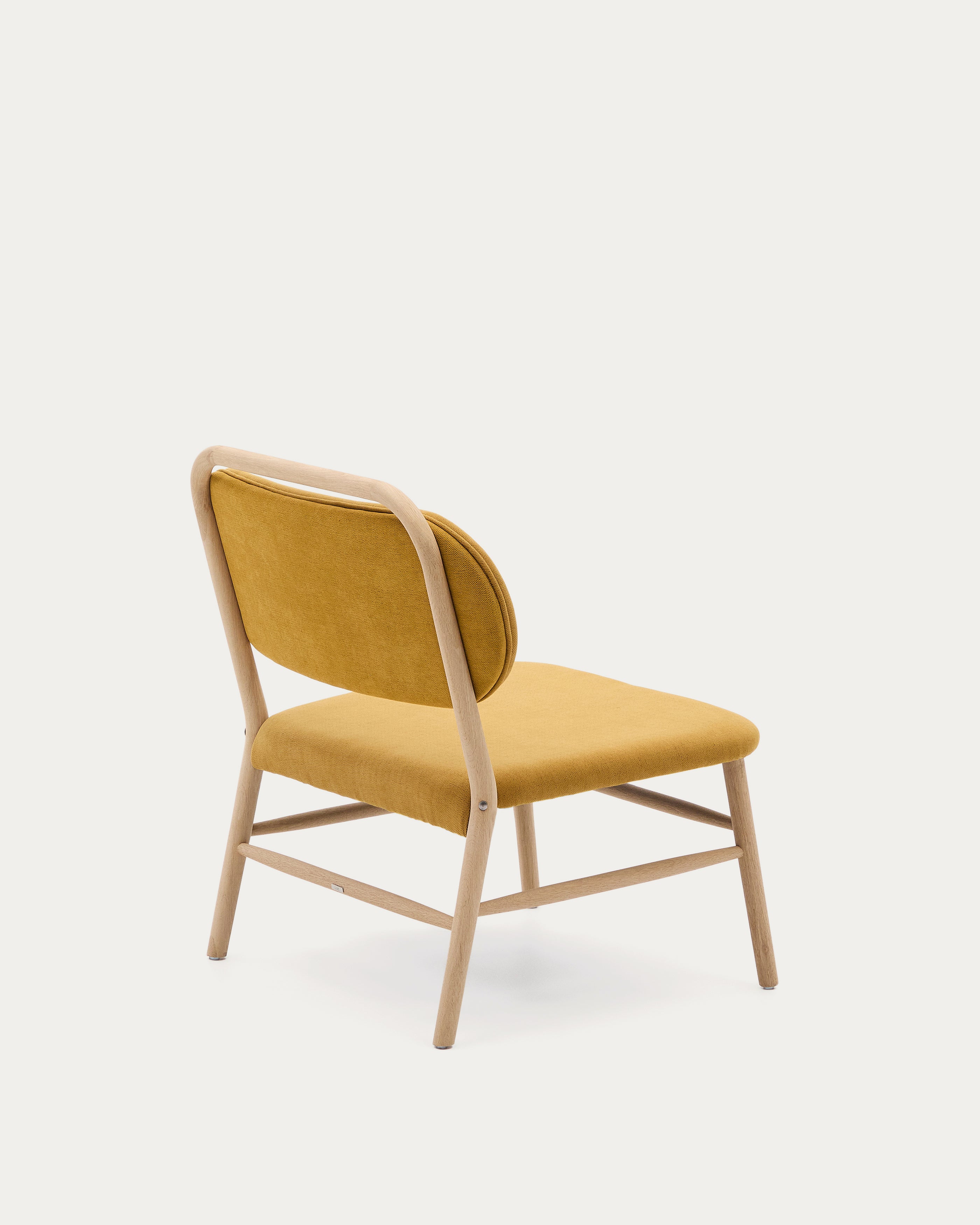 Helda armchair in mustard-coloured chenille and FSC Mix Credit solid oak wood - Product View