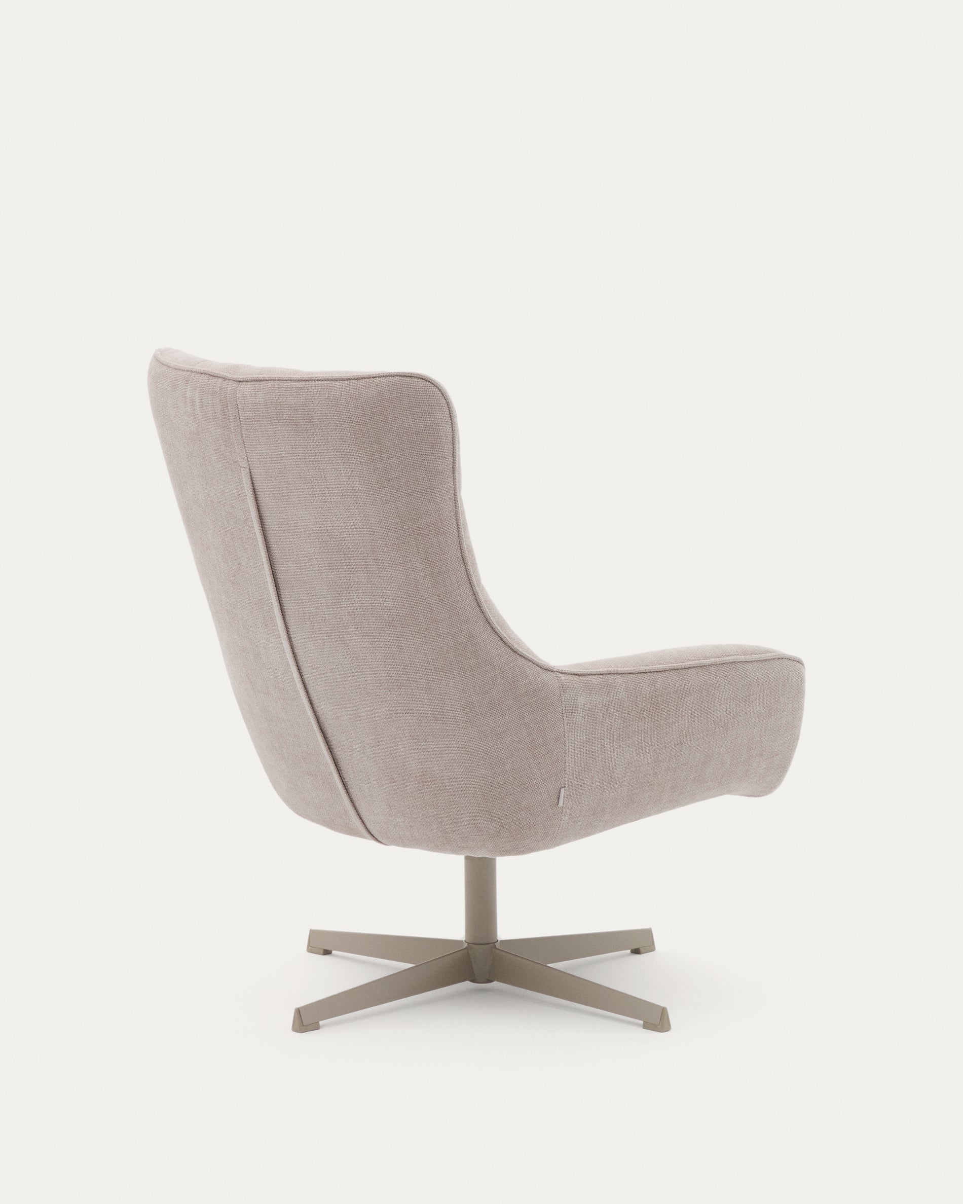 Teryl swivel beige chenille armchair with grey-finished metal, FSC 100% - Product View