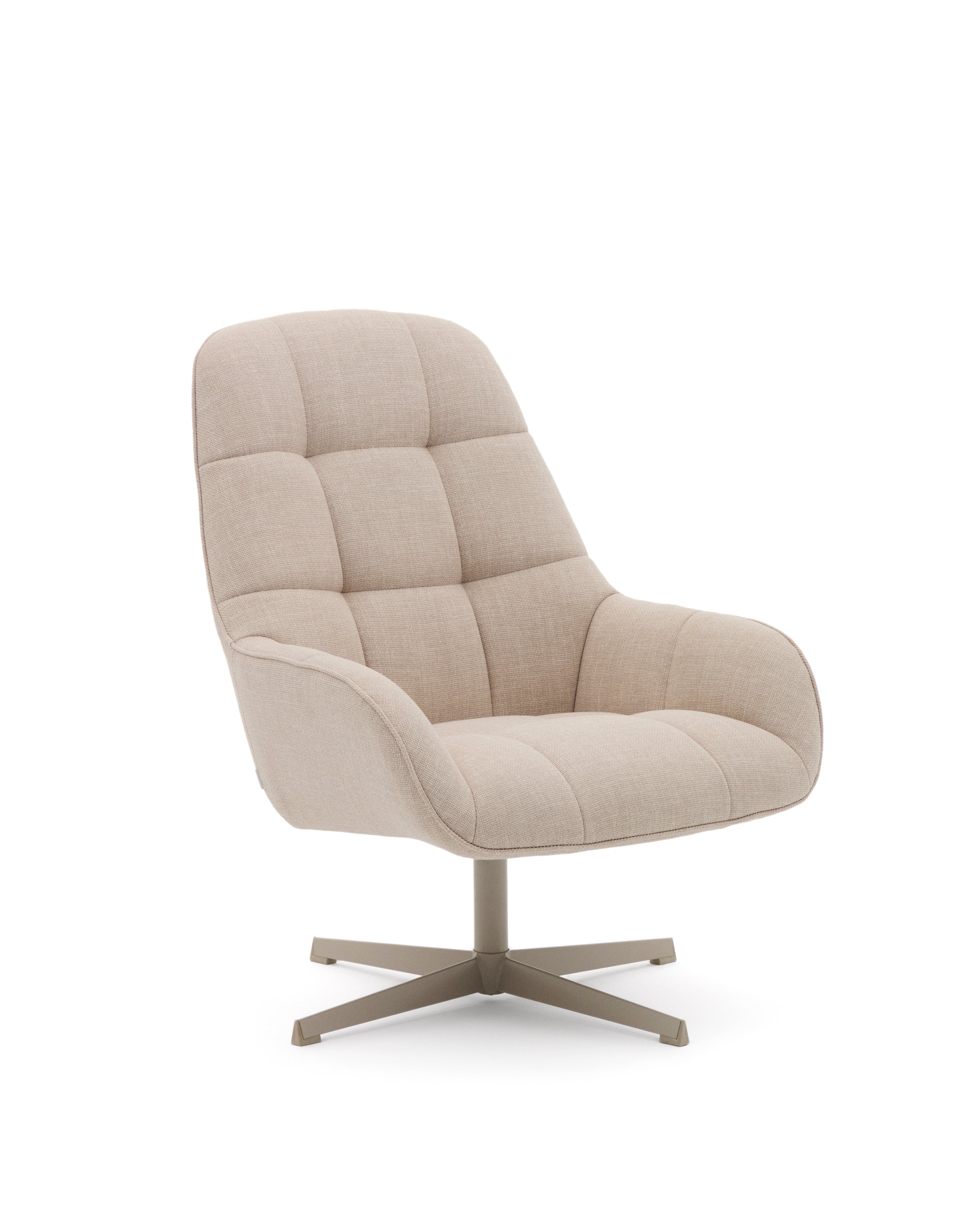 Jaspe beige swivel armchair with grey-finished metal, FSC 100% - Product Image