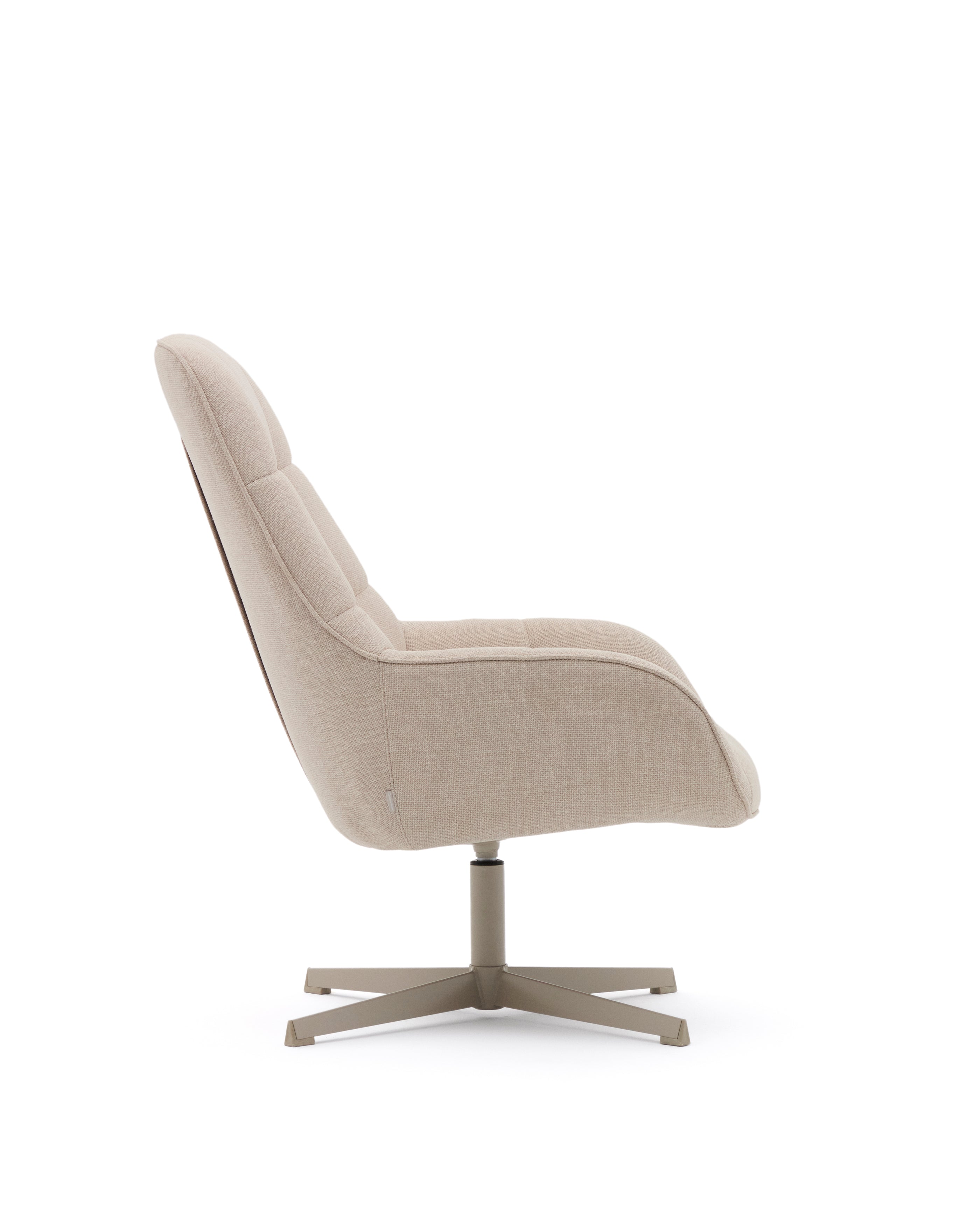 Jaspe beige swivel armchair with grey-finished metal, FSC 100% - Product Image