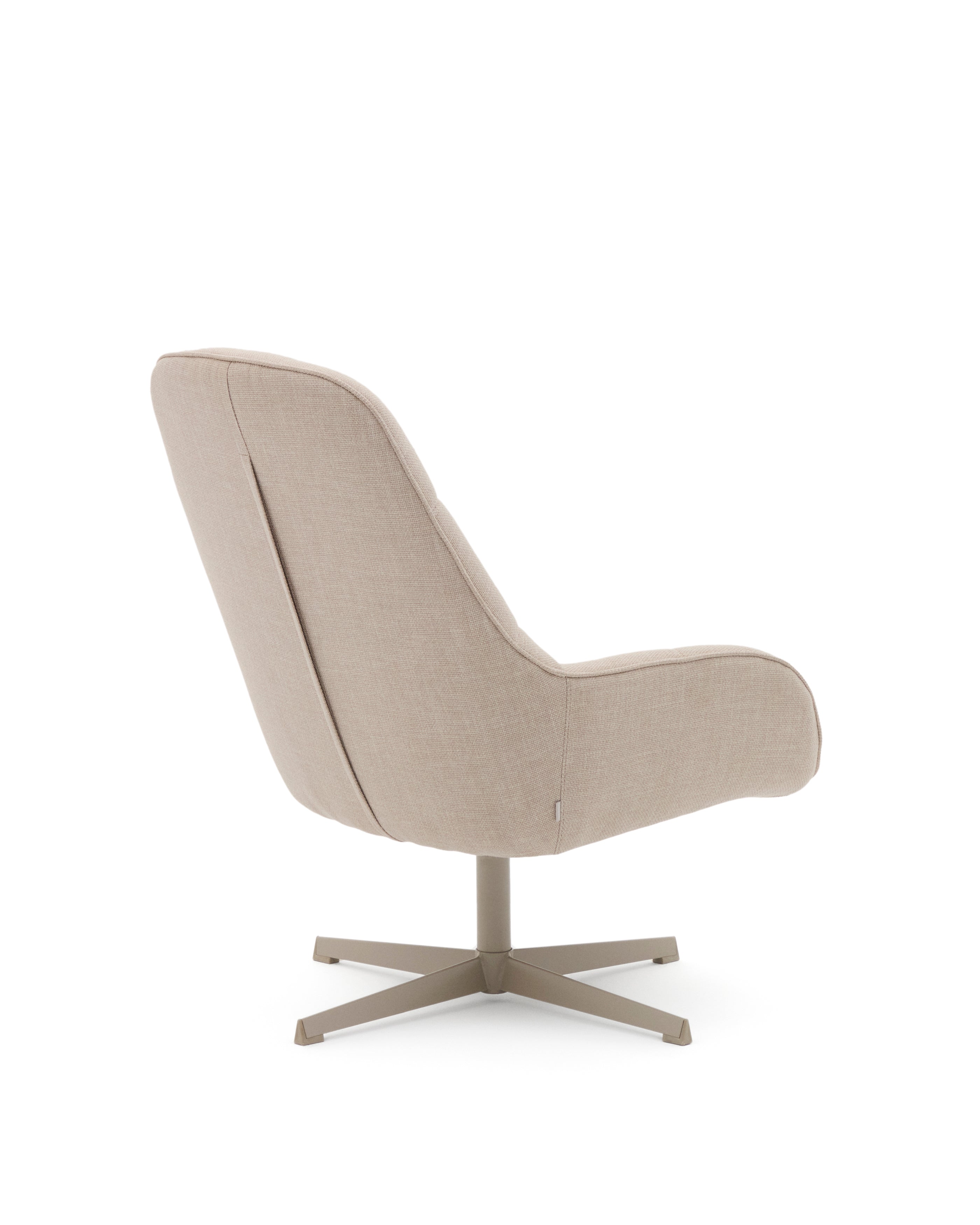 Jaspe beige swivel armchair with grey-finished metal, FSC 100% - Product Image