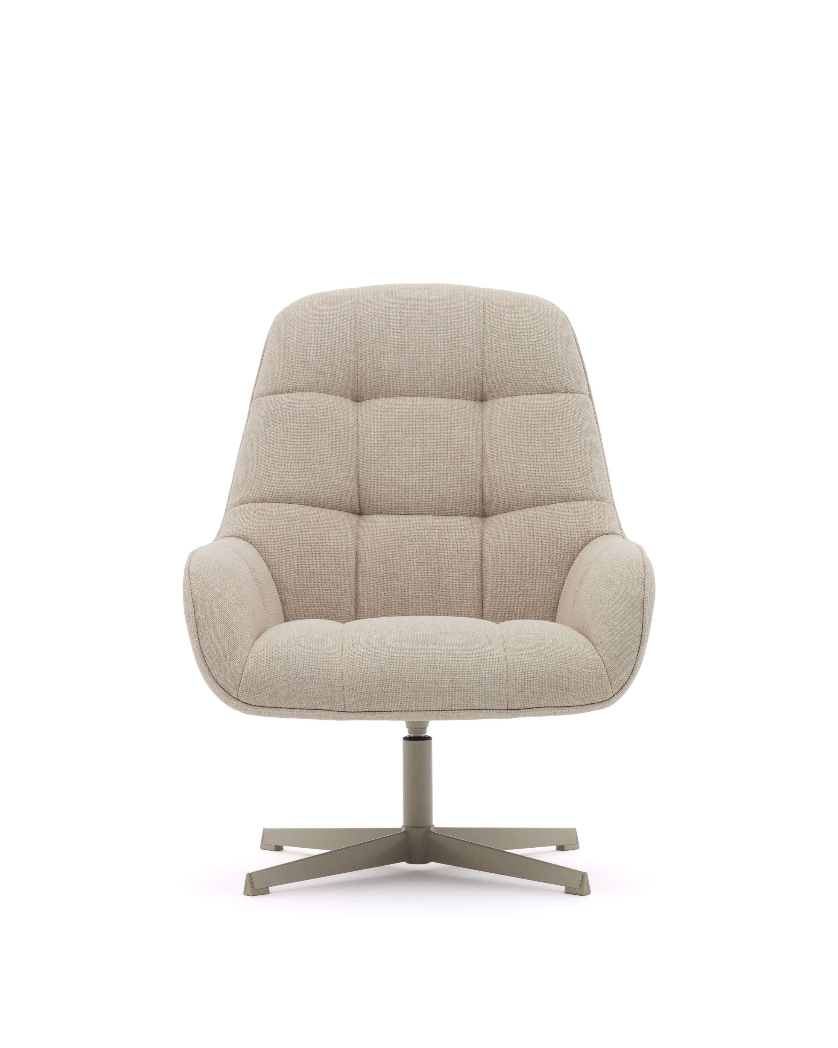 Jaspe beige swivel armchair with grey-finished metal, FSC 100%