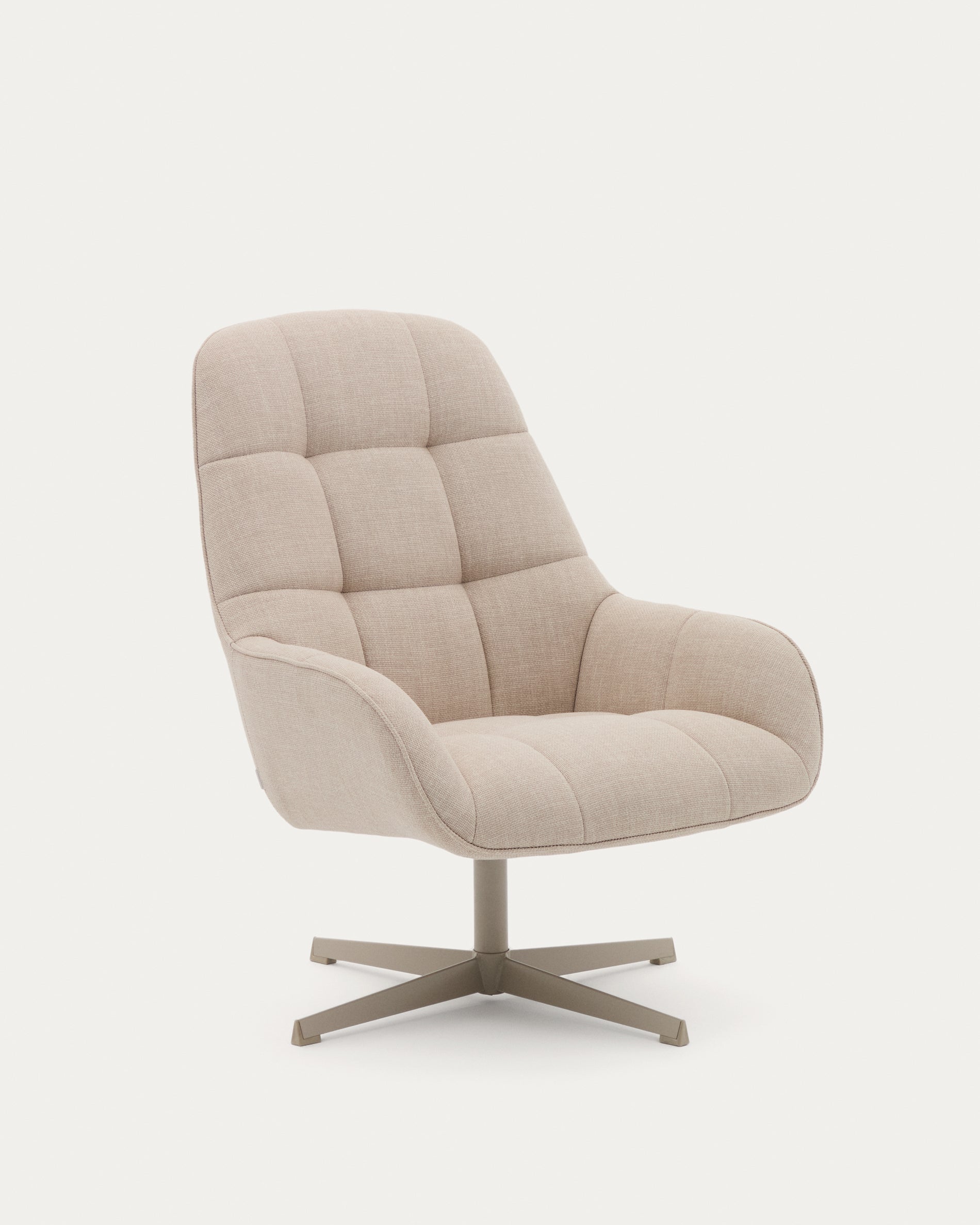 Jaspe beige swivel armchair with grey-finished metal, FSC 100% - Product View
