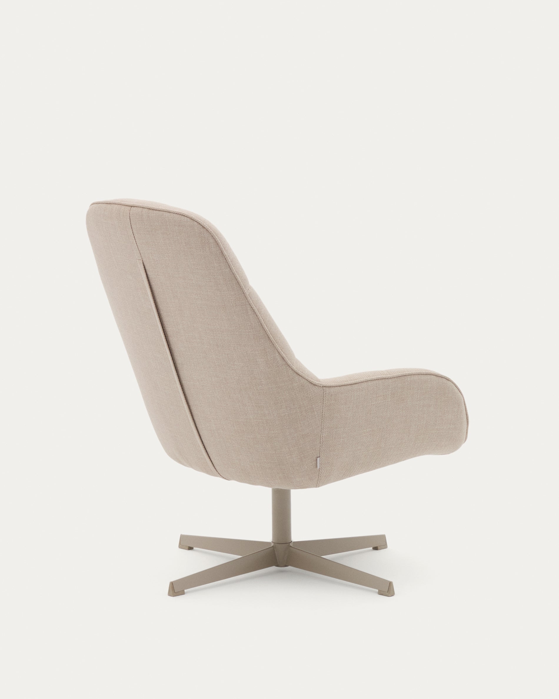 Jaspe beige swivel armchair with grey-finished metal, FSC 100% - Product View