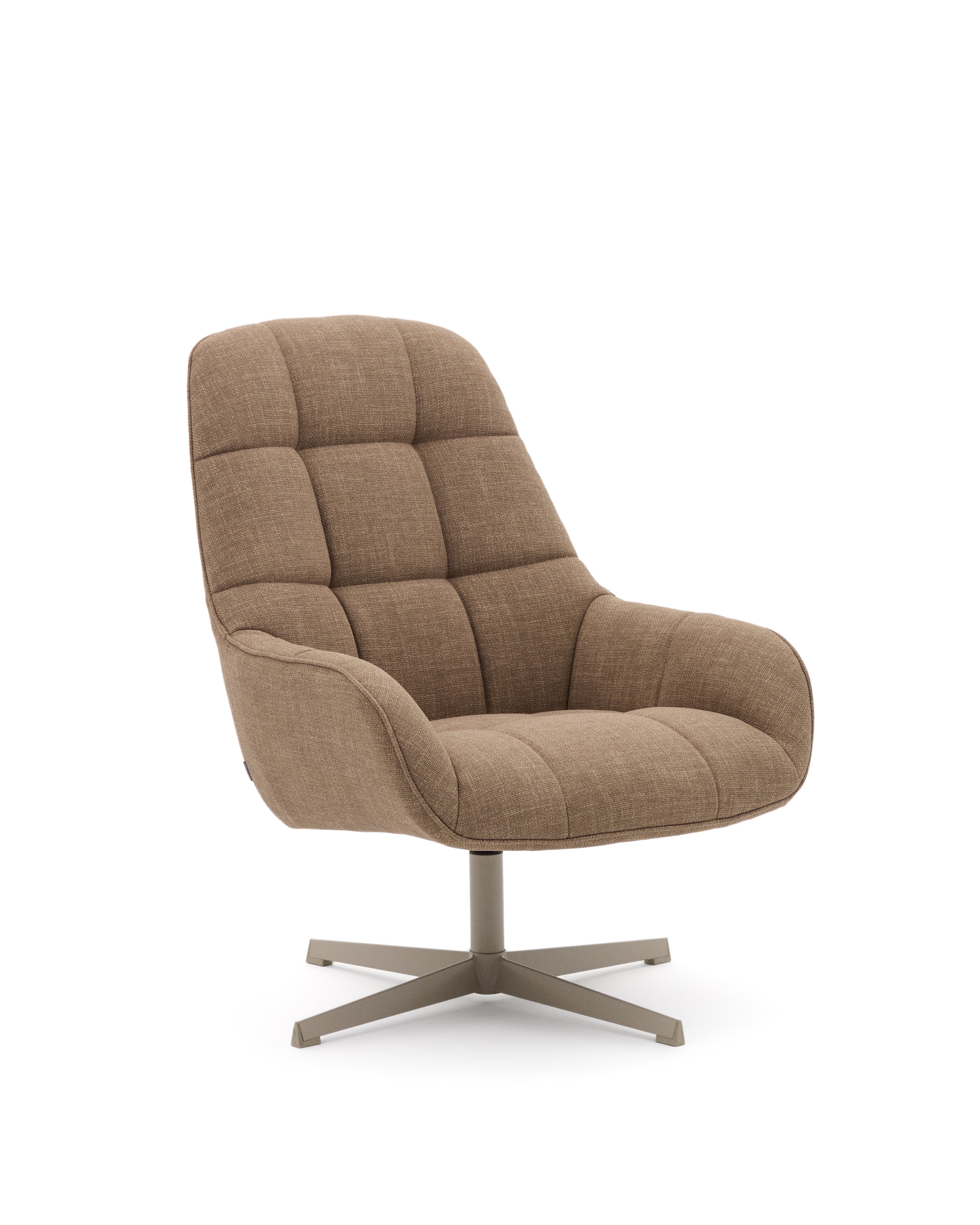Jaspe light brown swivel armchair with grey-finished metal, FSC 100% - Product Image
