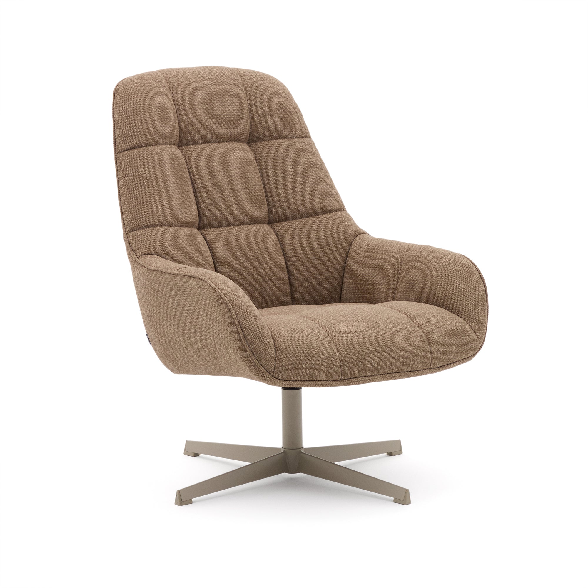 Jaspe light brown swivel armchair with grey-finished metal, FSC 100% - Product Image