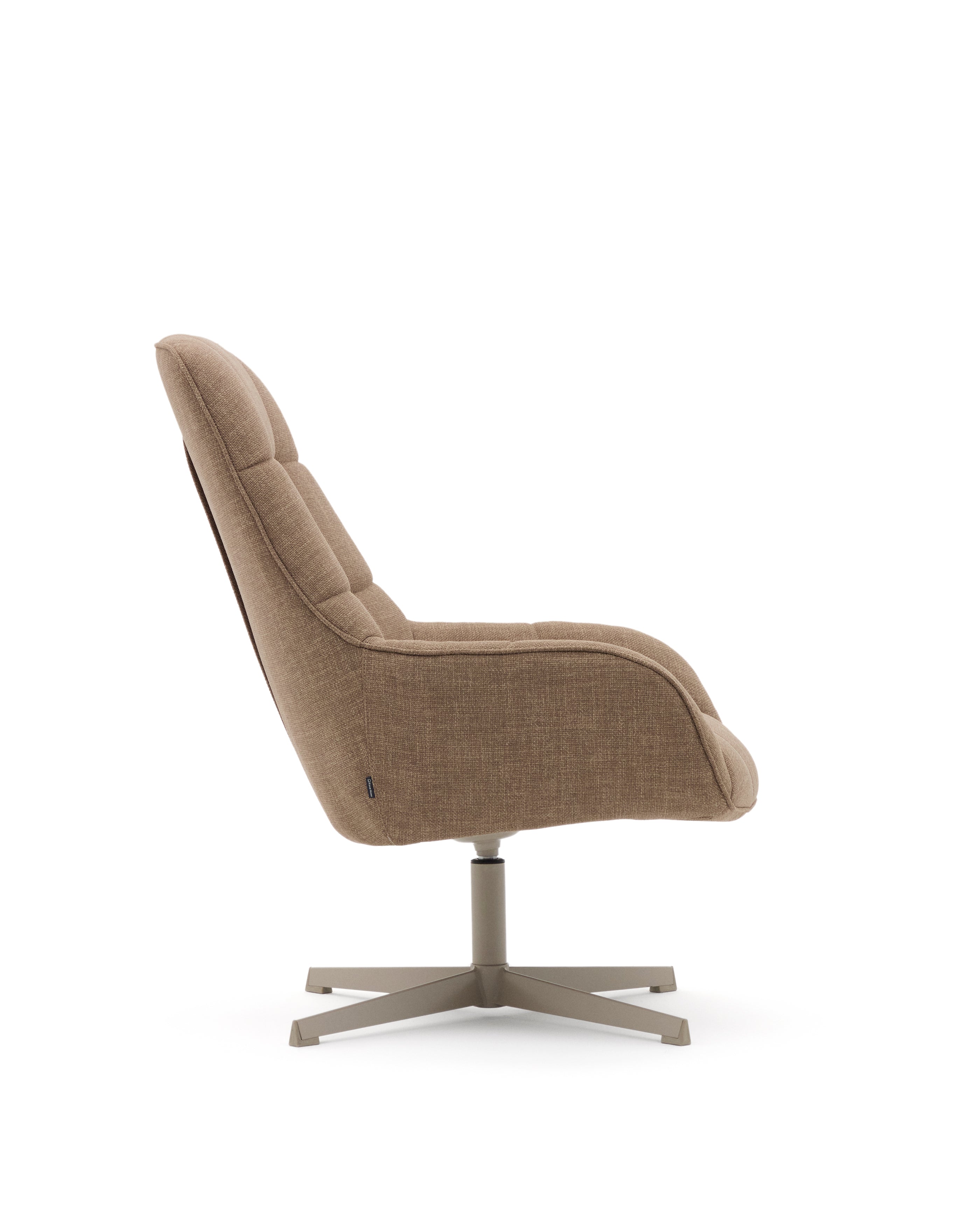 Jaspe light brown swivel armchair with grey-finished metal, FSC 100% - Product Image