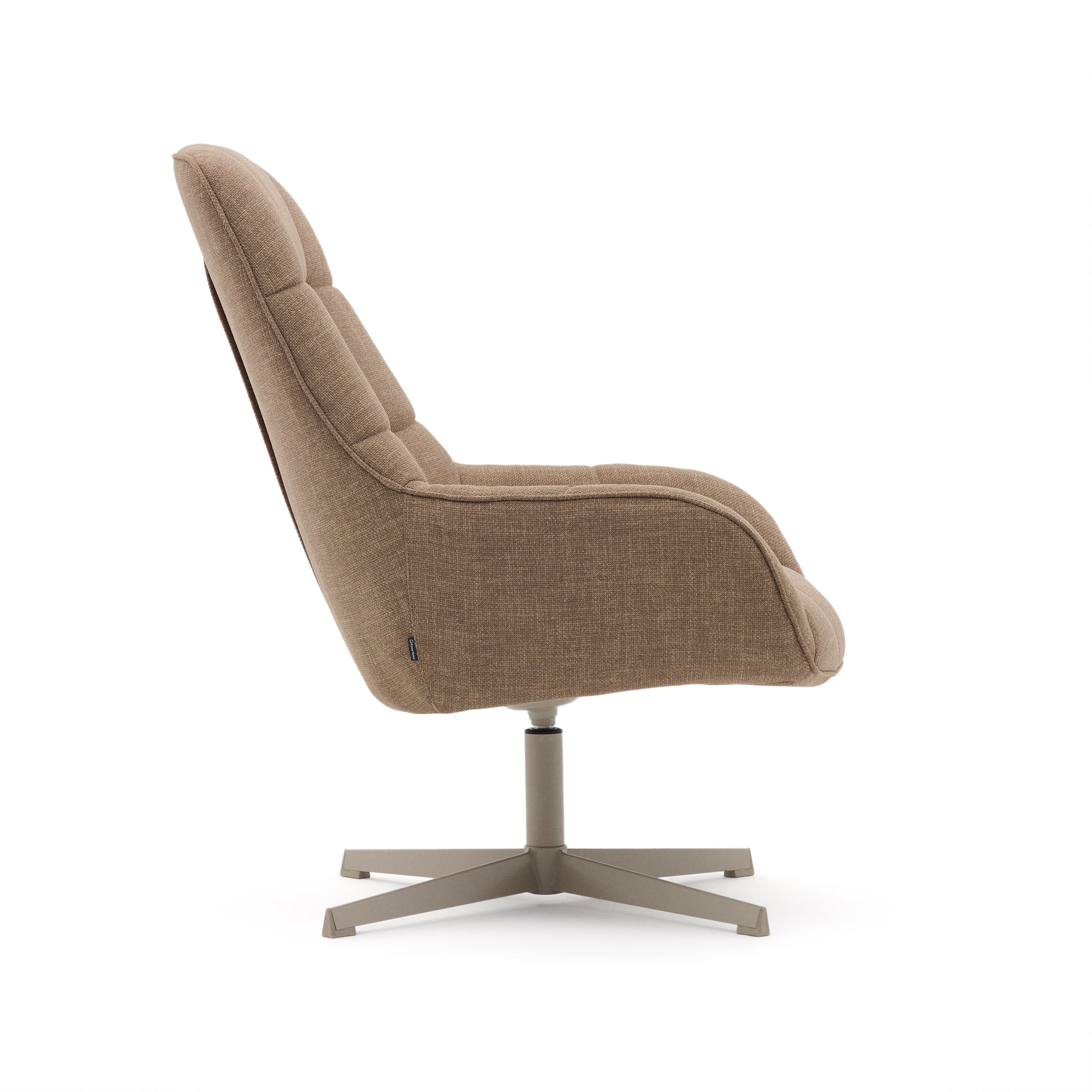 Jaspe light brown swivel armchair with grey-finished metal, FSC 100% - Product Image