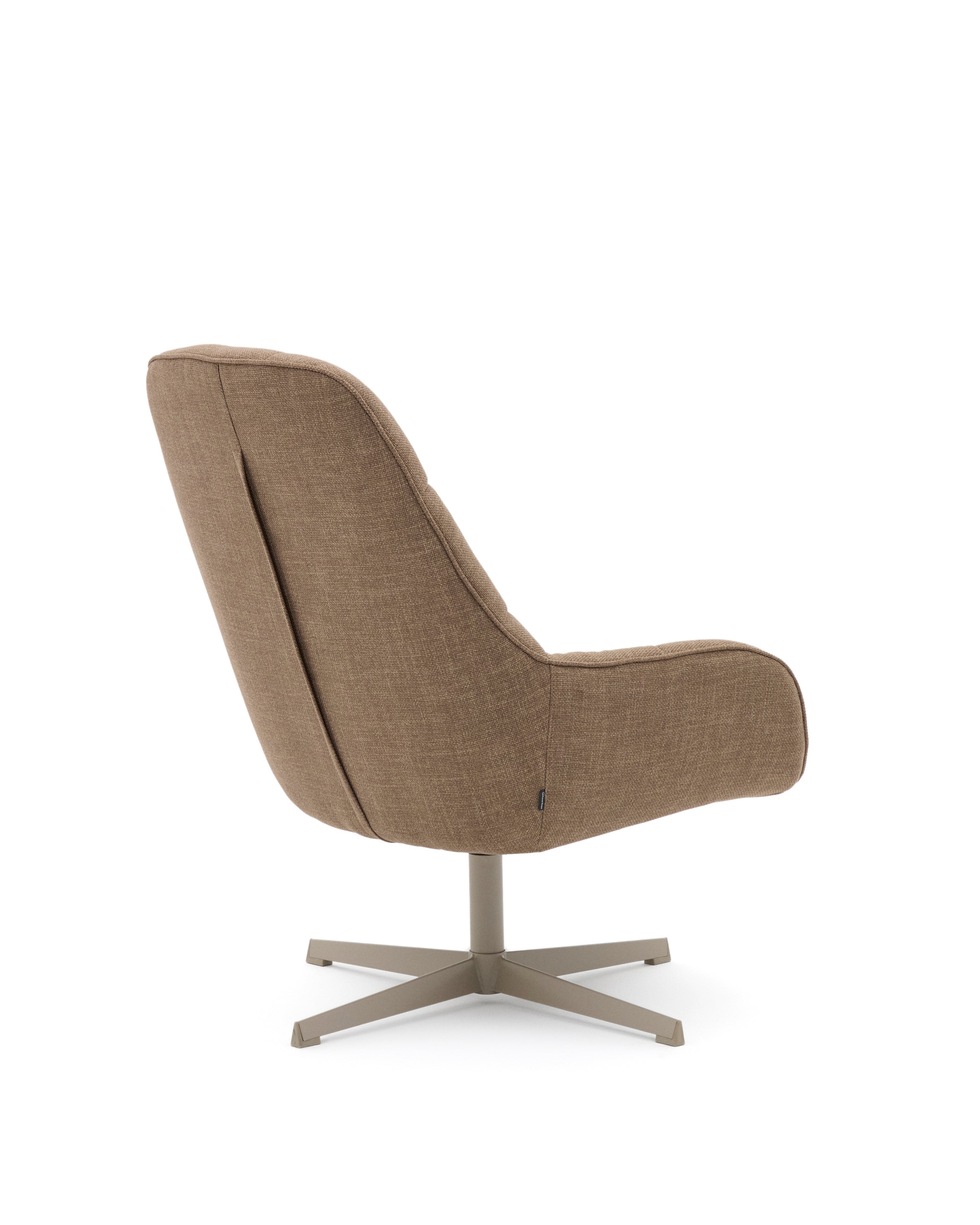 Jaspe light brown swivel armchair with grey-finished metal, FSC 100% - Product Image