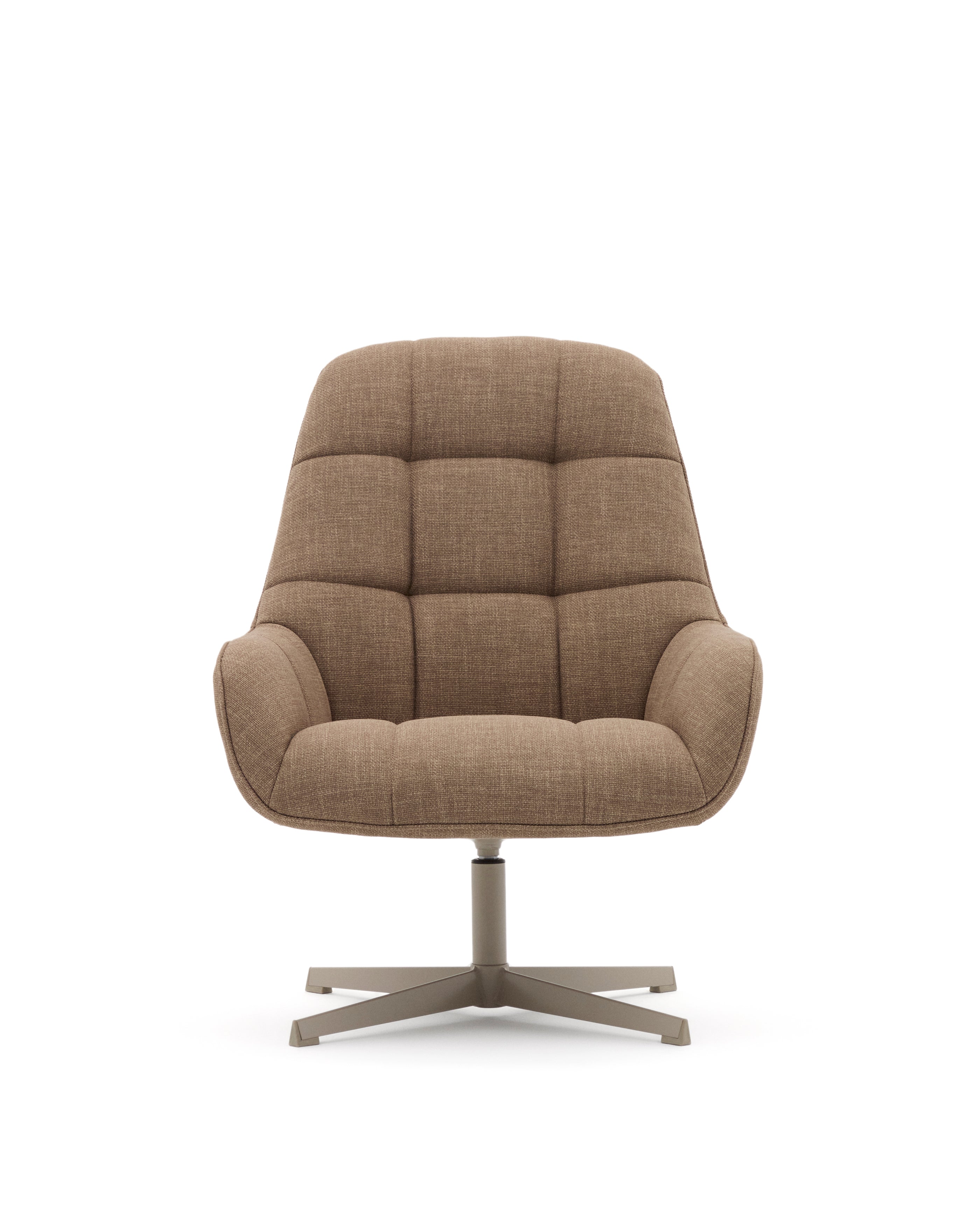 Jaspe light brown swivel armchair with grey-finished metal, FSC 100% - Product Image