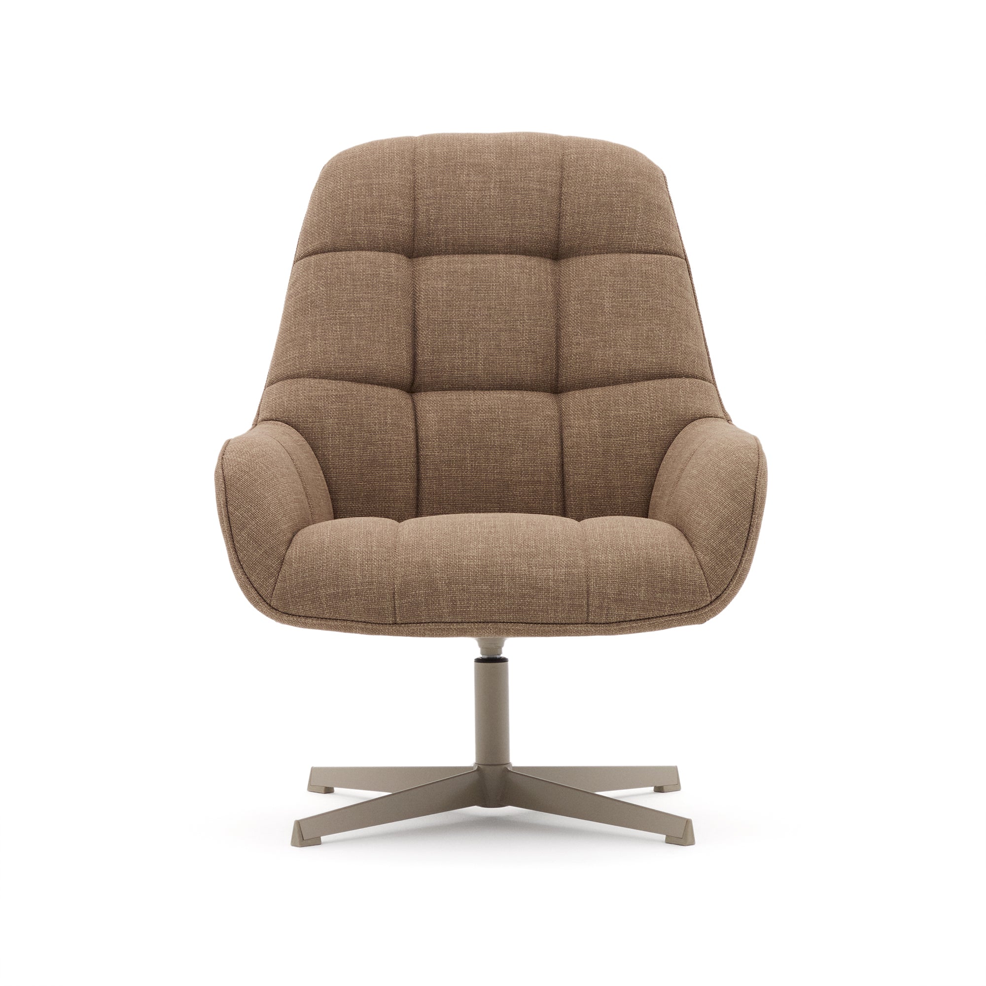 Jaspe light brown swivel armchair with grey-finished metal, FSC 100% - Product Image