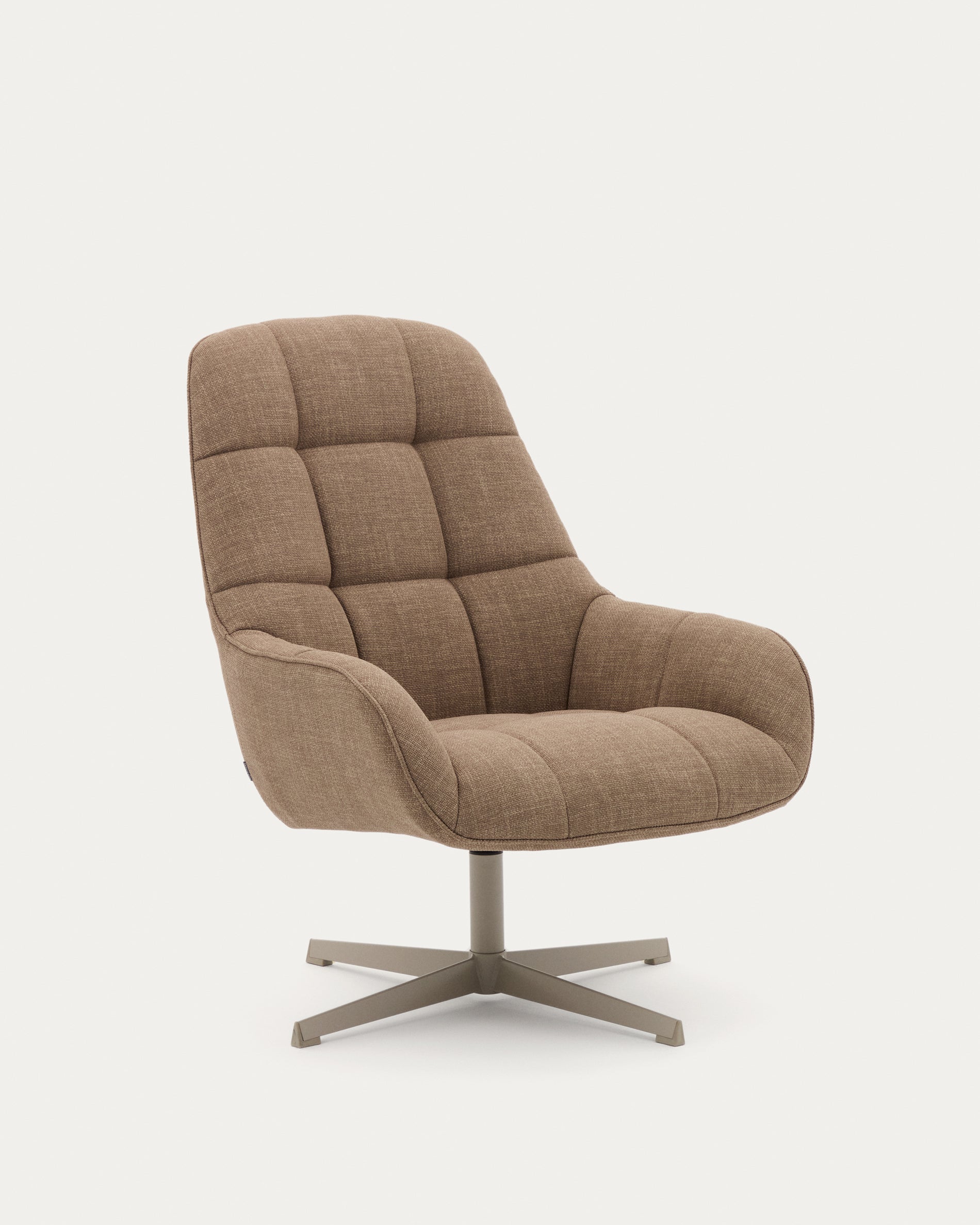 Jaspe light brown swivel armchair with grey-finished metal, FSC 100% - Product View