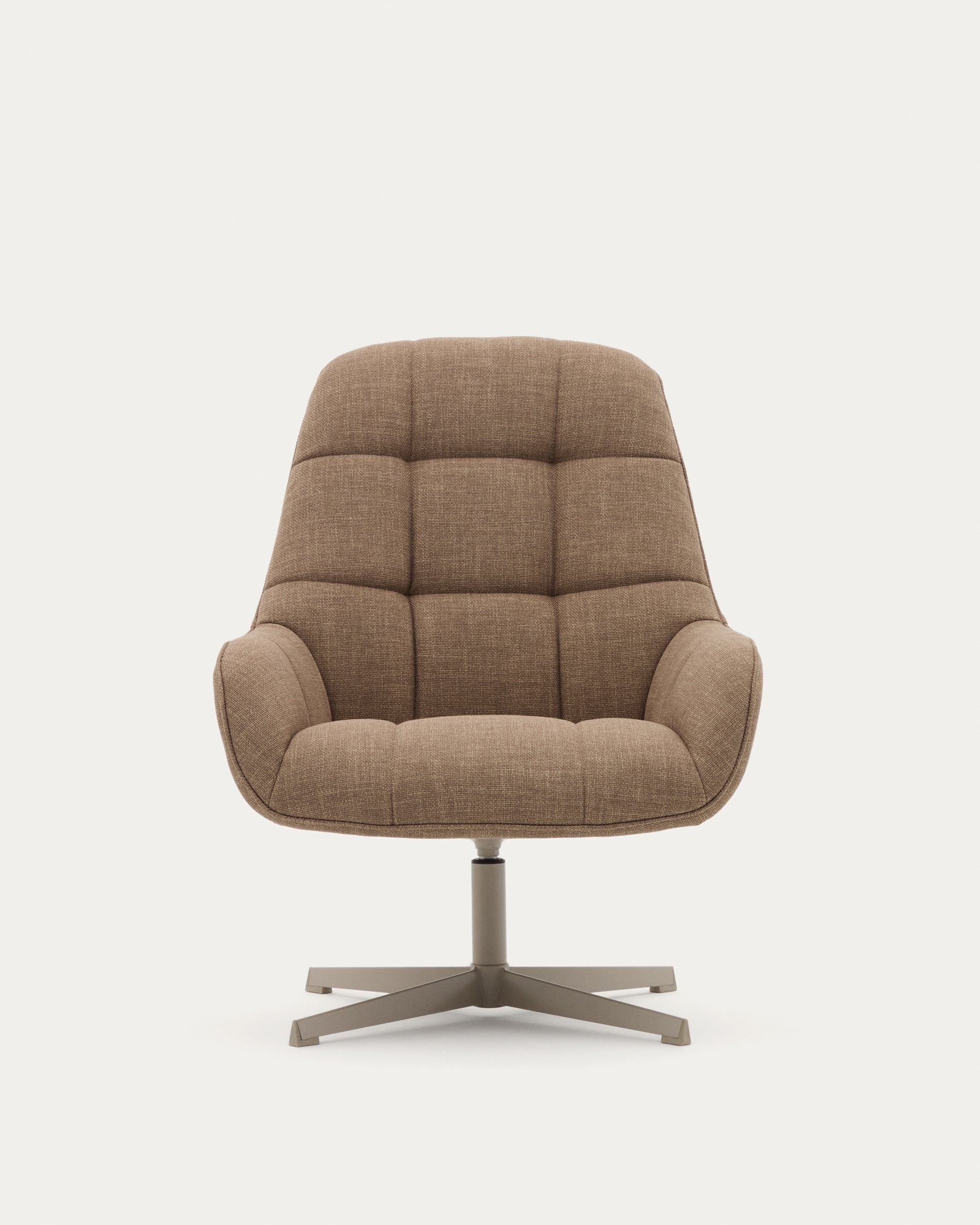 Jaspe light brown swivel armchair with grey-finished metal, FSC 100% - Product View