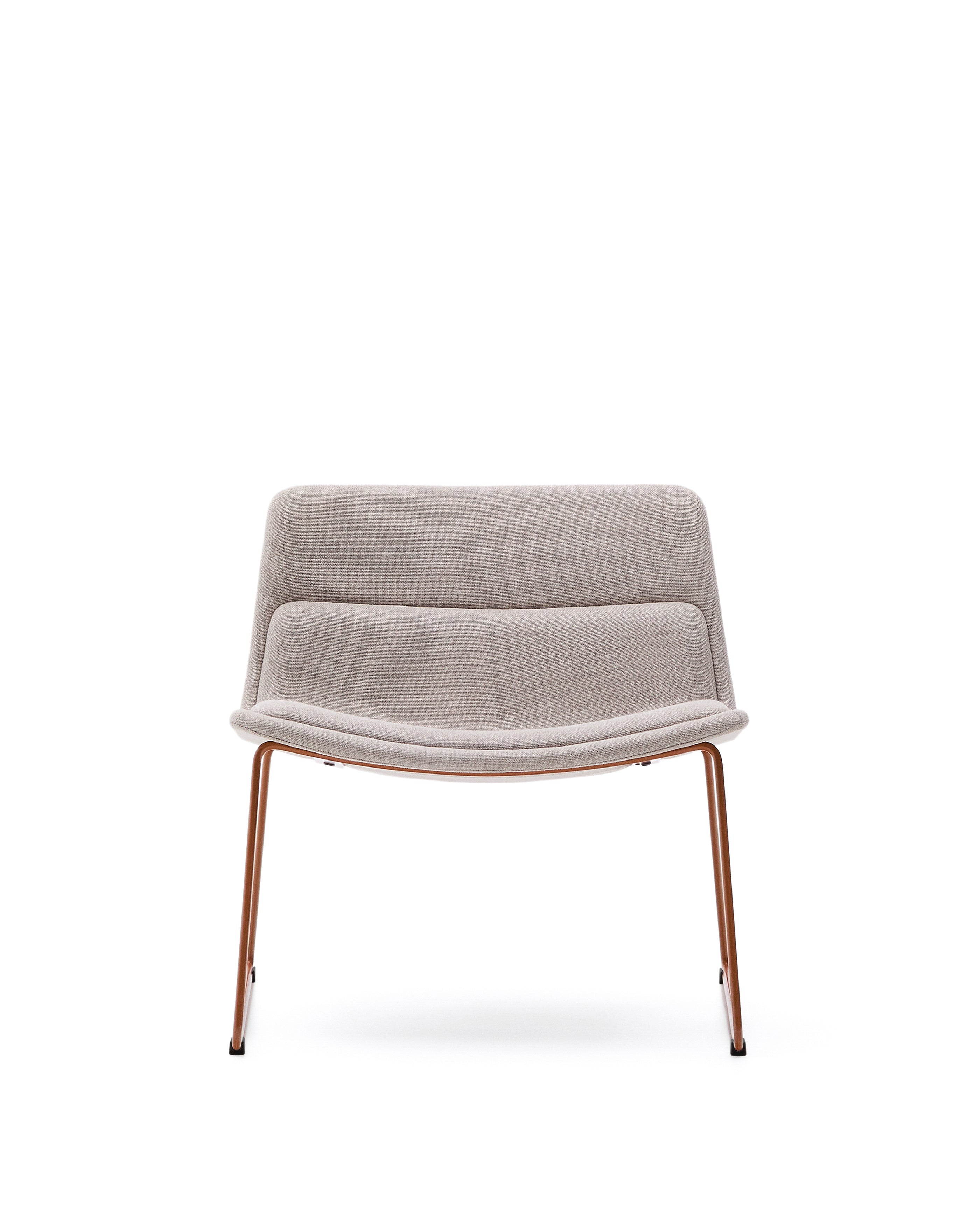 Zahara beige armchair with steel legs and FSC 100% terracotta finish - Product Image