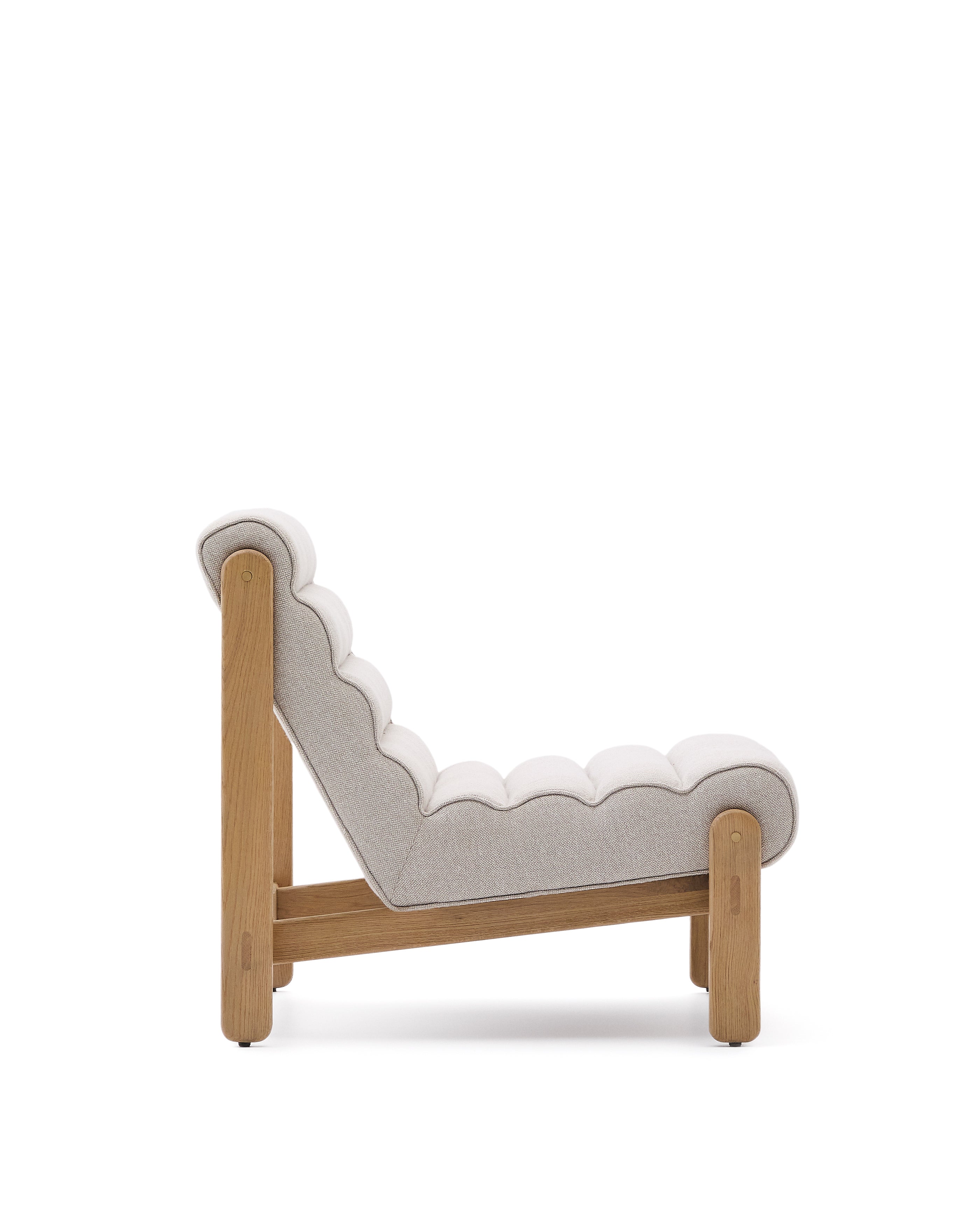Magira beige armchair in solid oak wood with natural finish - Product Image