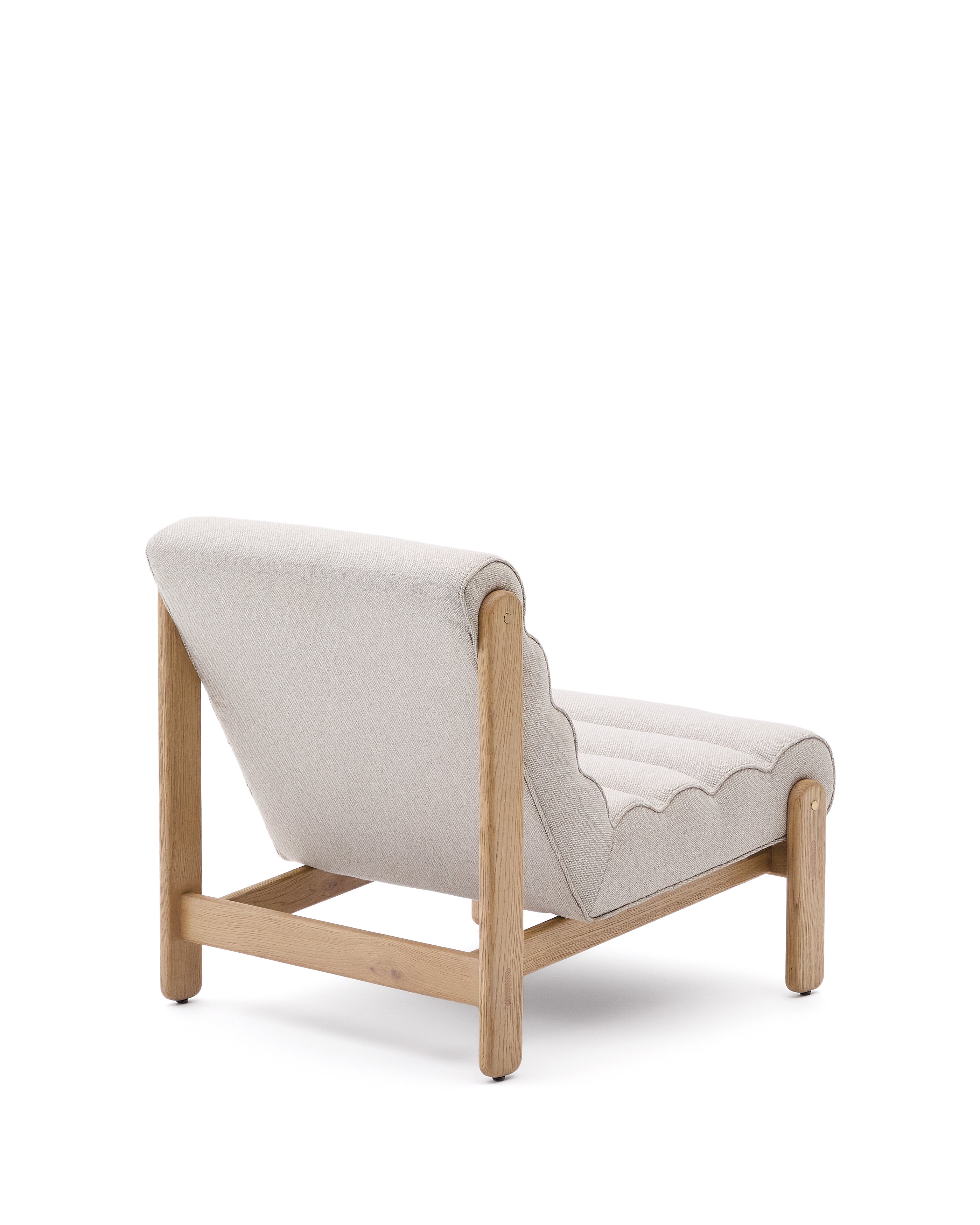 Magira beige armchair in solid oak wood with natural finish - Product Image