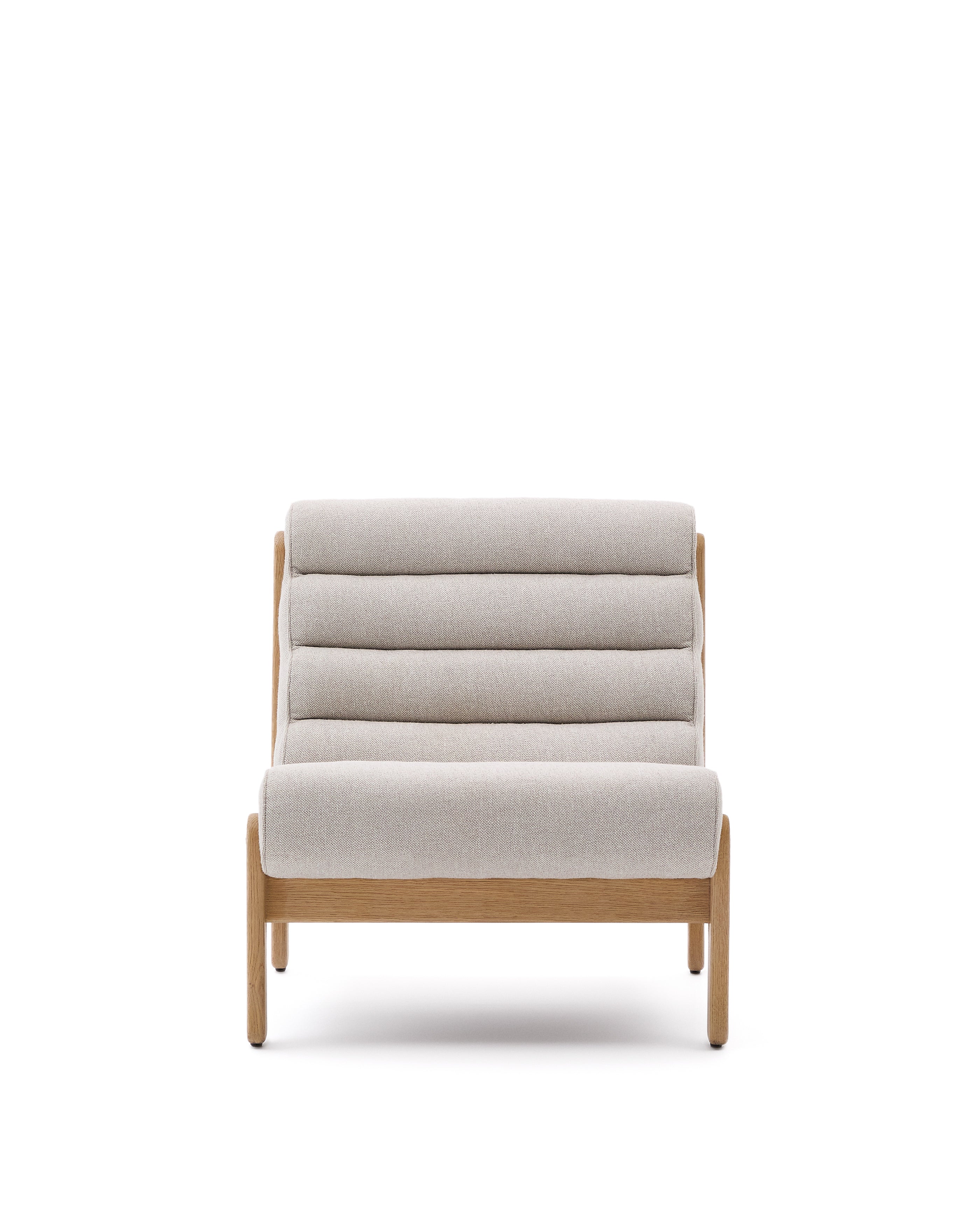 Magira beige armchair in solid oak wood with natural finish - Product Image