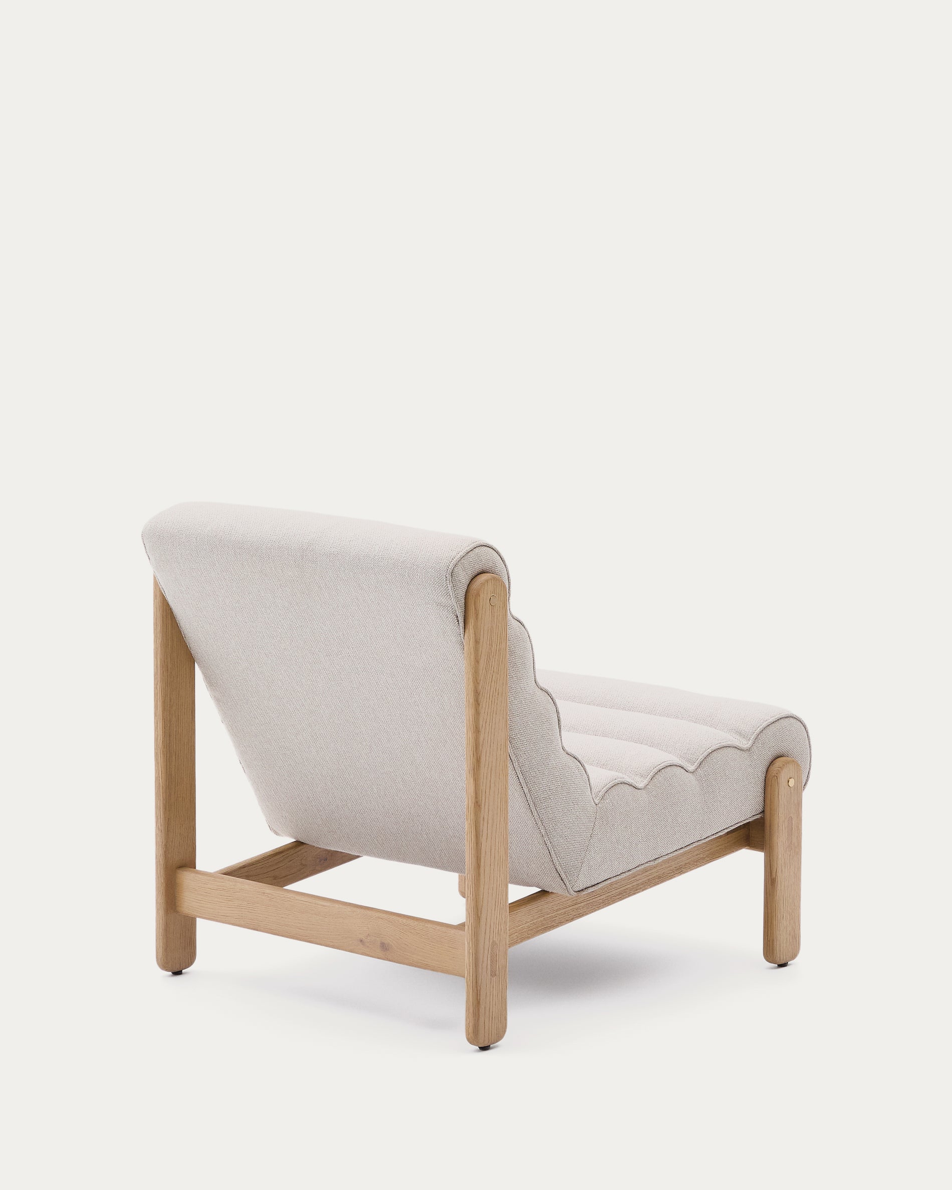 Magira beige armchair in solid oak wood with natural finish - Product View