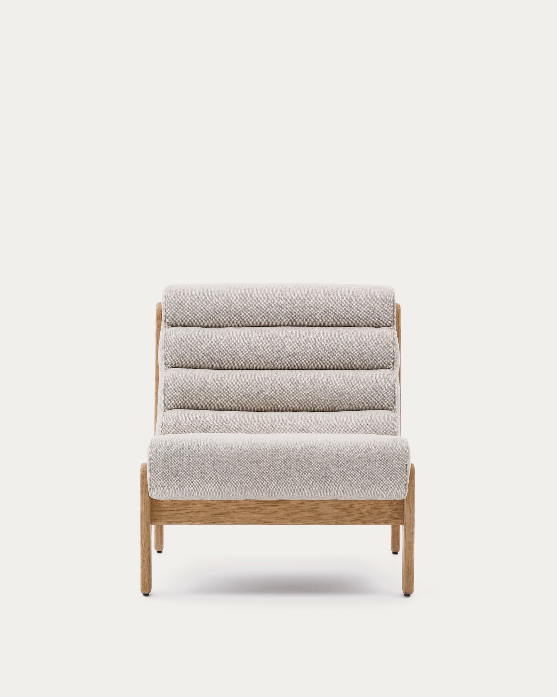 Magira beige armchair in solid oak wood with natural finish - Product View