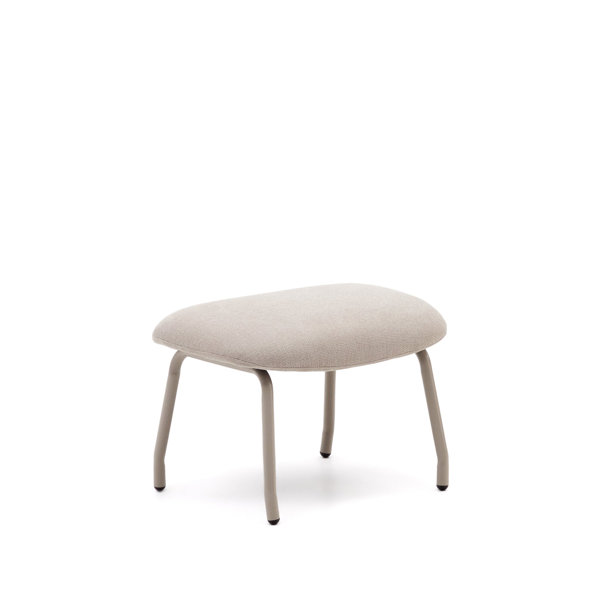Belina beige chenille footrest in steel with beige finish FSC 100% - Product Image