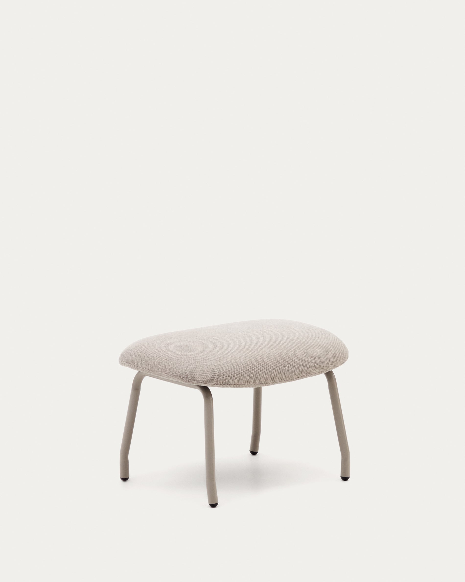 Belina beige chenille footrest in steel with beige finish FSC 100% - Product View