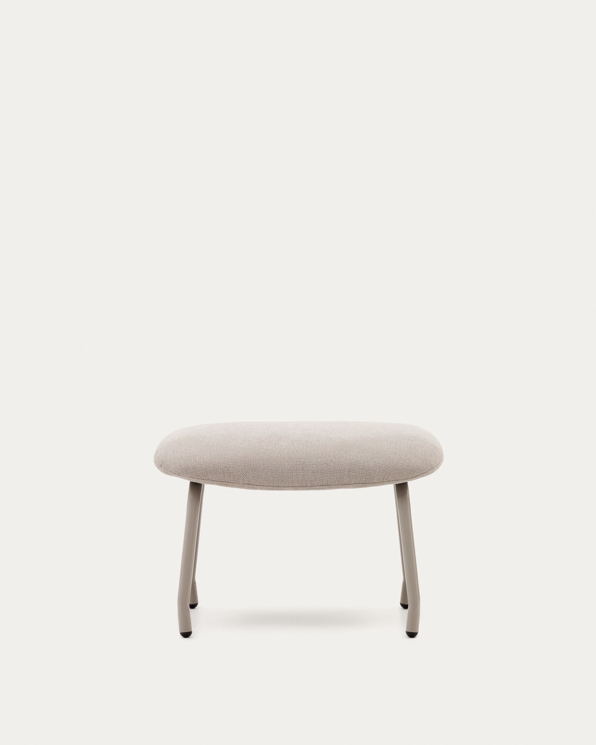 Belina beige chenille footrest in steel with beige finish FSC 100% - Product View