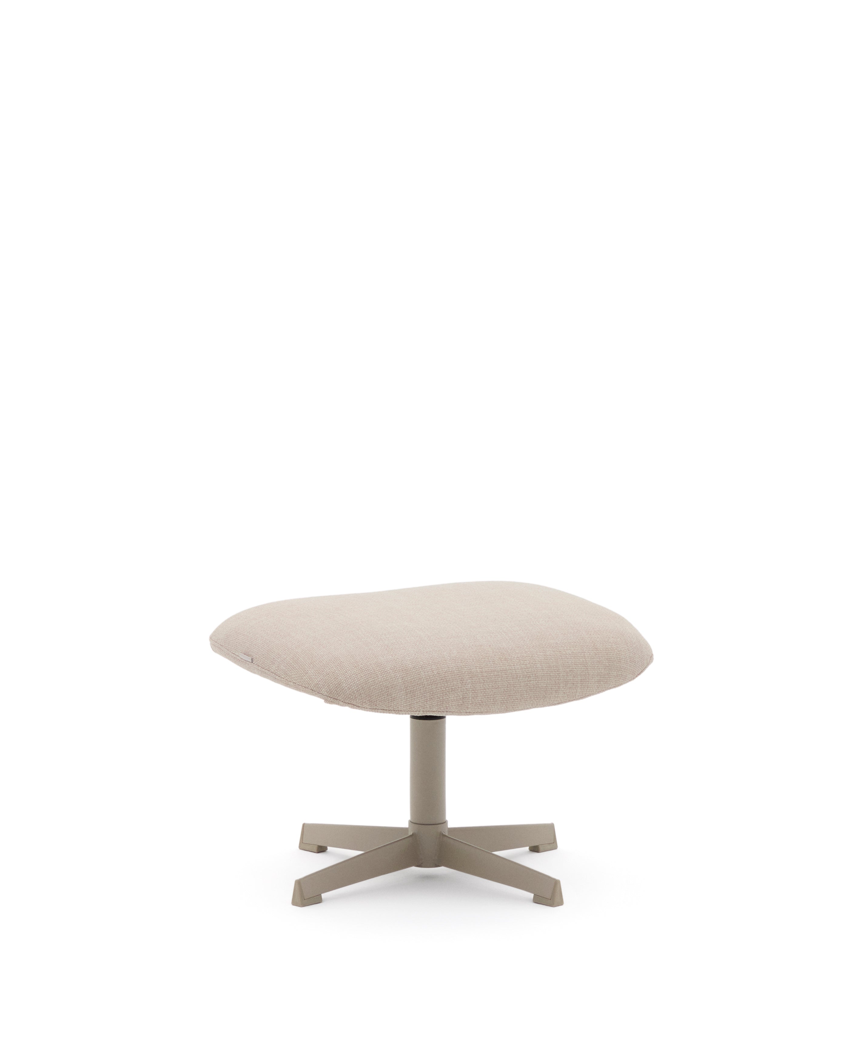 Teryl beige chenille footrest with grey-finished metal, FSC 100% - Product Image